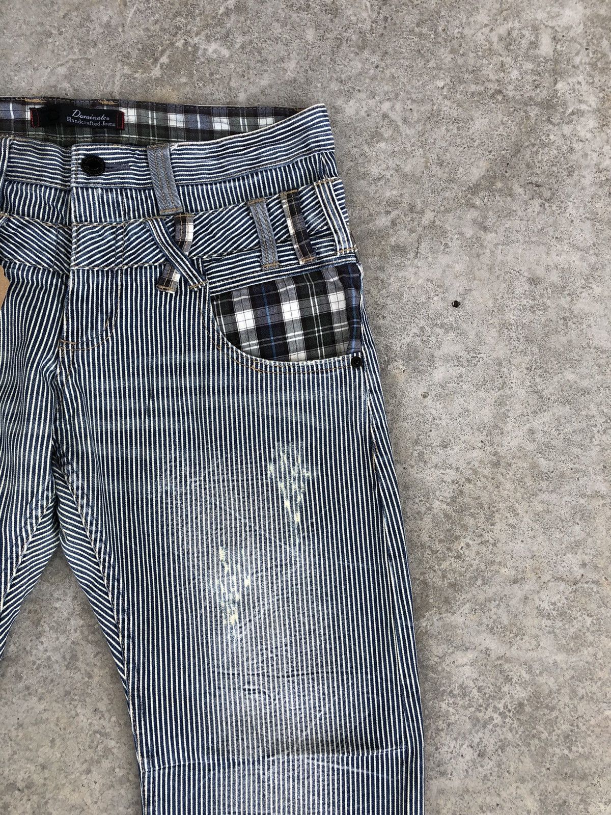 Japanese Brand Japanese Dominate Double Waist Hickory Stripe Distressed Size US 33 - 5 Thumbnail