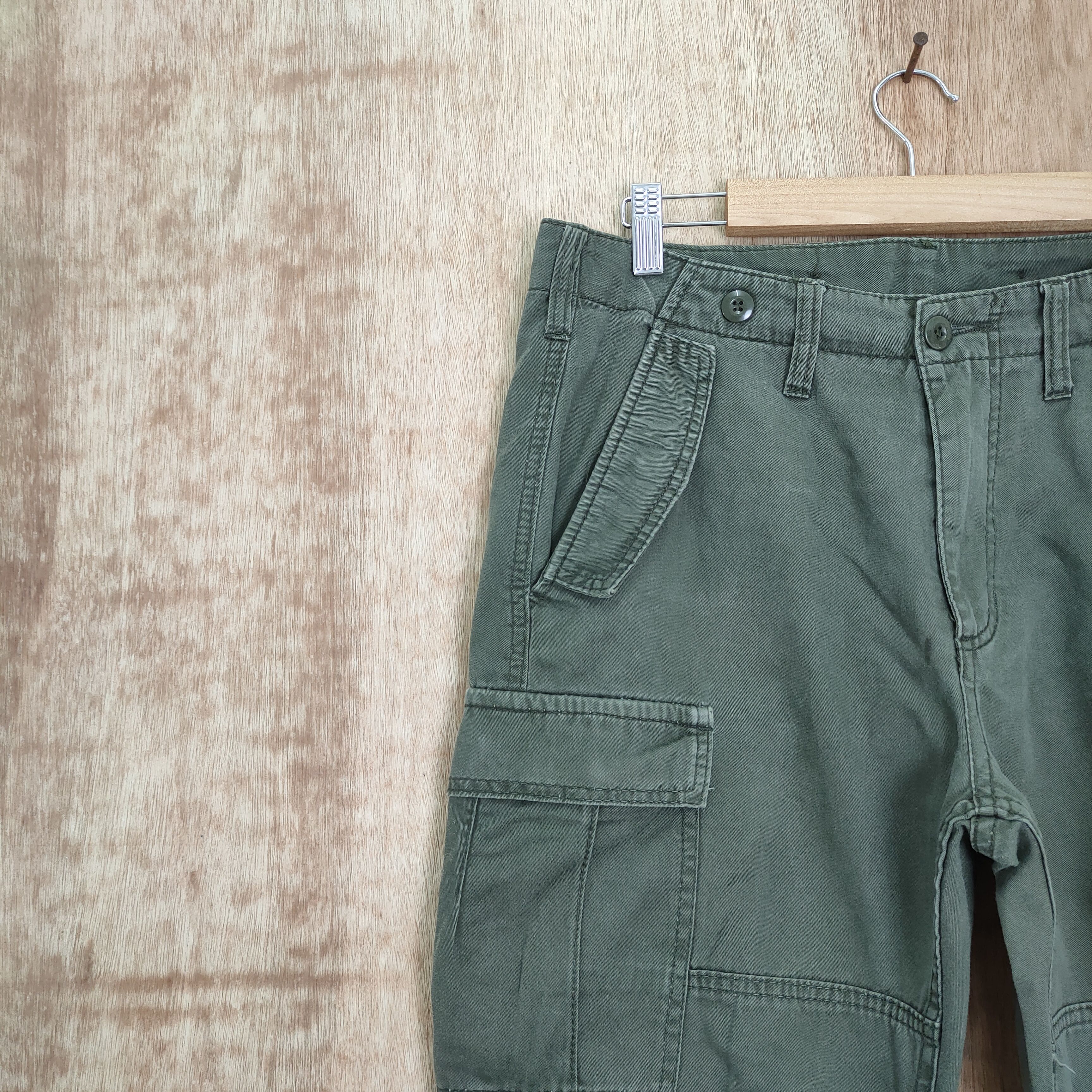 Japanese Brand × Vintage VINTAGE FADED GREEN CARGO PANTS Size US 34 / EU 50 - 12 Thumbnail