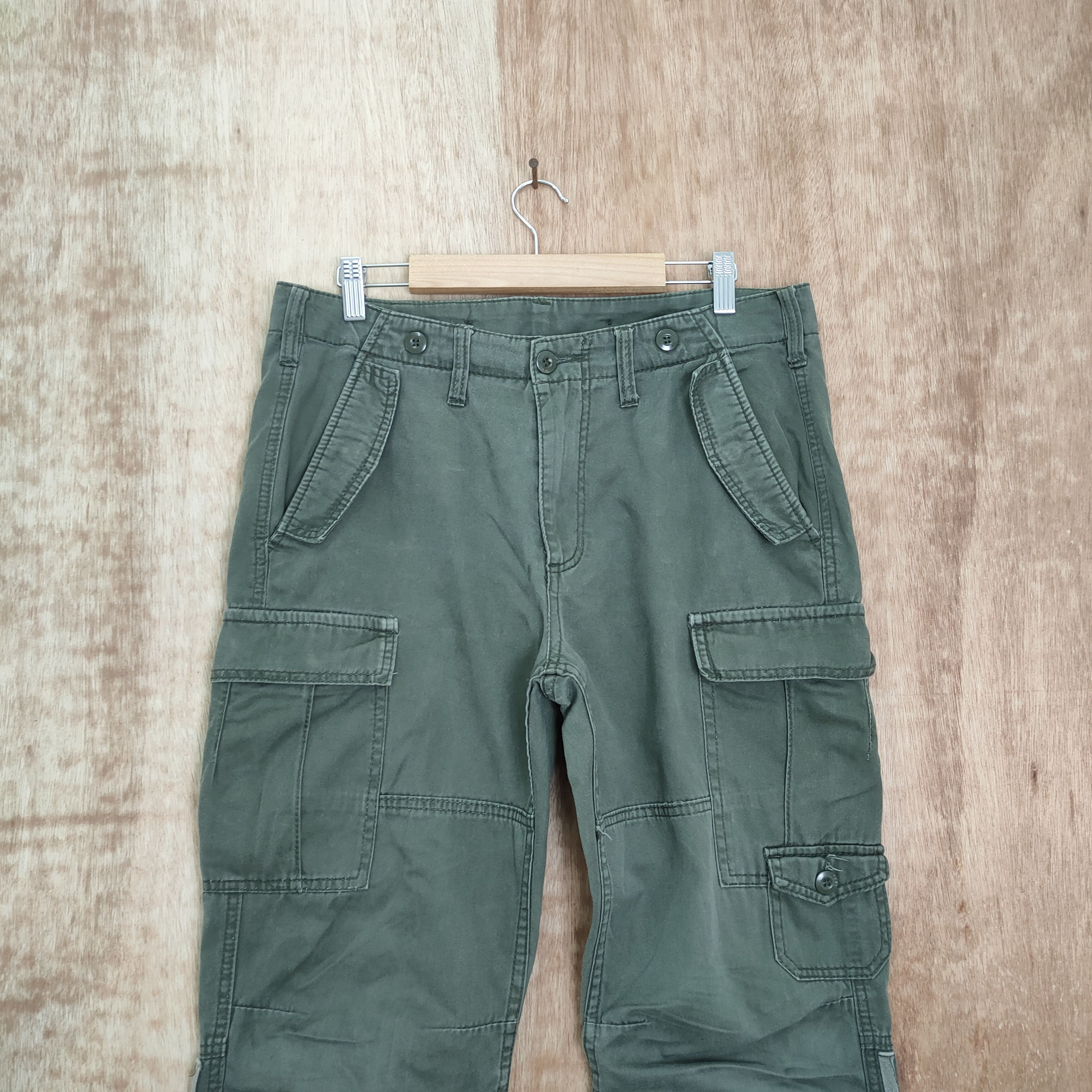 Japanese Brand × Vintage VINTAGE FADED GREEN CARGO PANTS Size US 34 / EU 50 - 2 Thumbnail