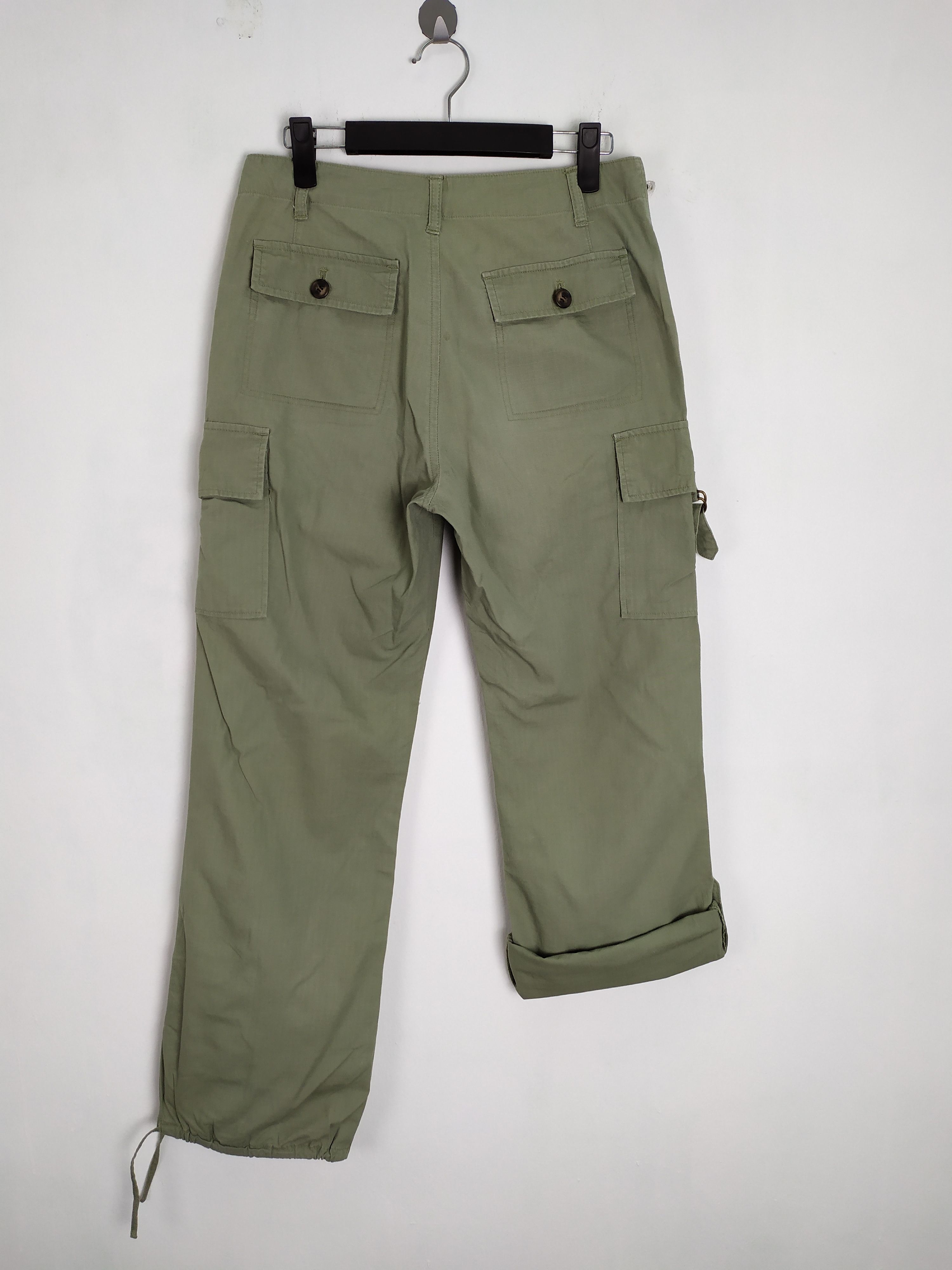 image of Authentic Vintage Style Flare Cargo Pants in Pale Green, Men's (Size 28)