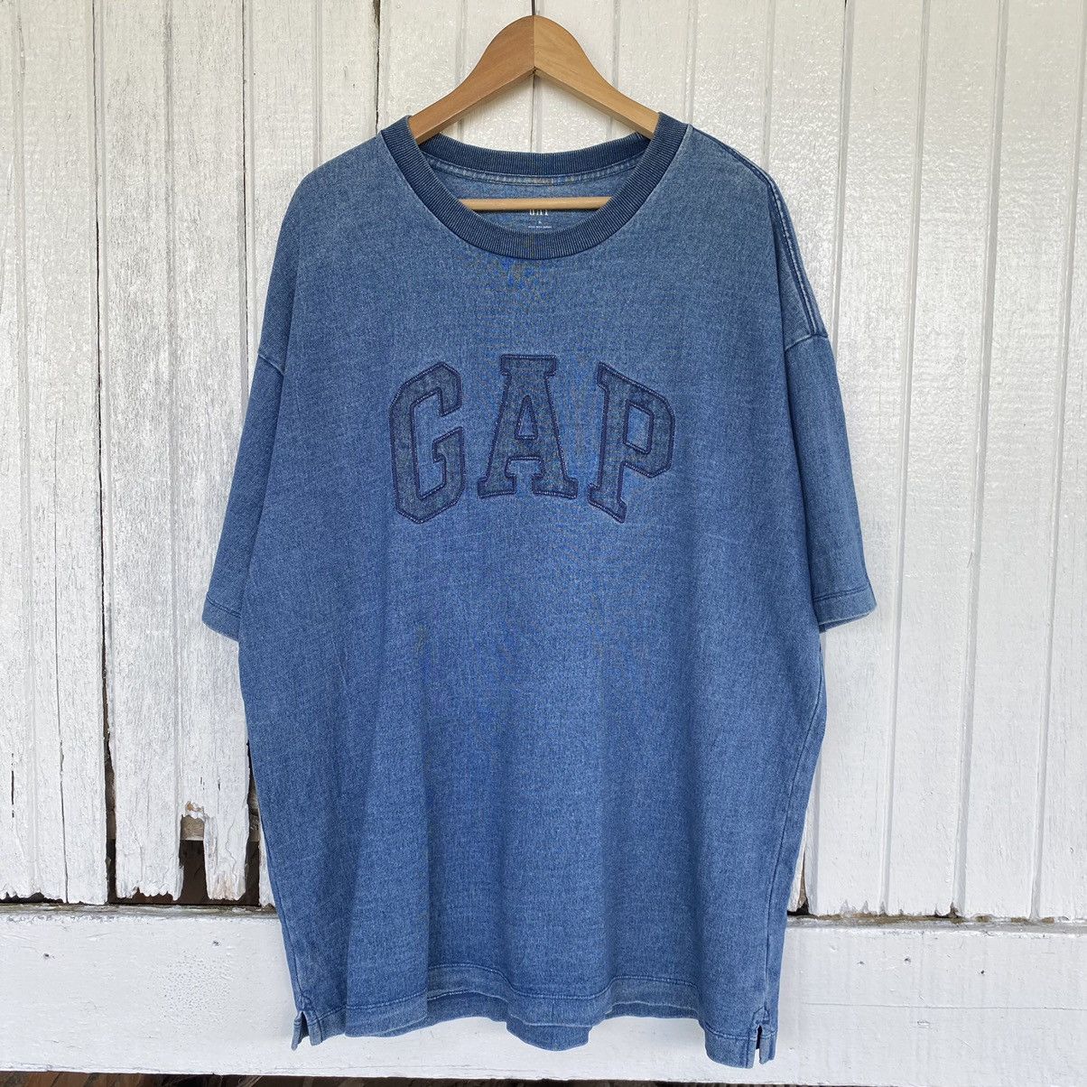 image of Faded Gap Dyed With Indigo Oversized Tee in Blue, Men's (Size XL)