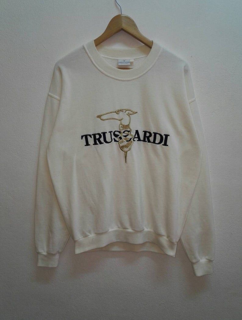 image of Italian Designers x Trussardi Vintage Trussardi Embroidered Big Logo Made In Italy(Ss250) in Peach 