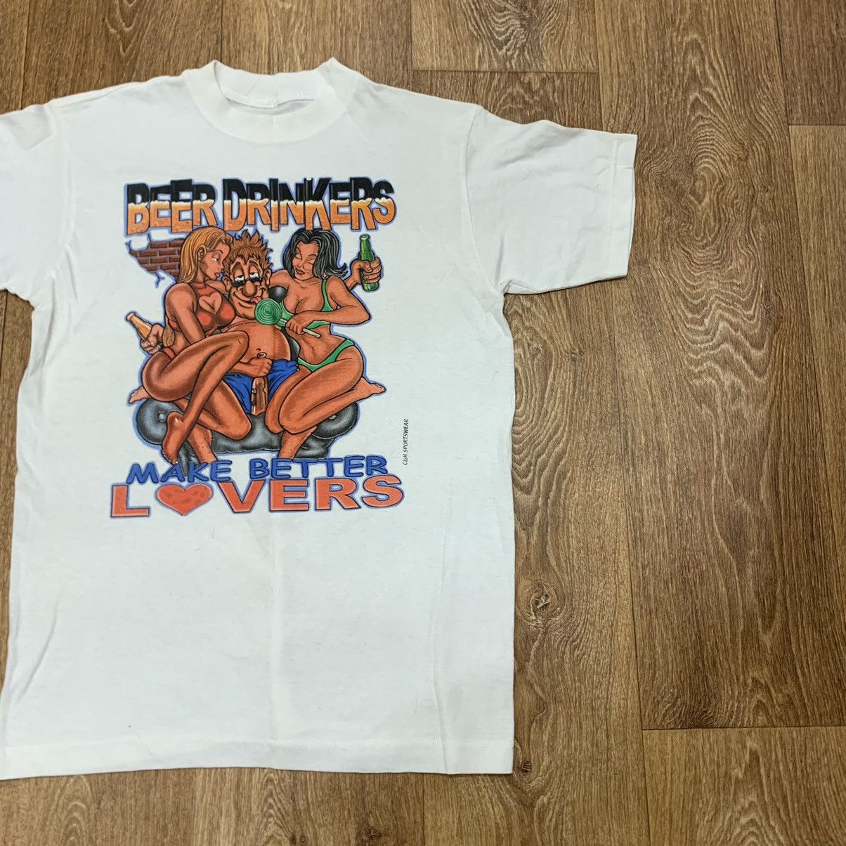 Vintage Vintage 90s Graphic Tee Beer Humor Streetwear Faded Canvas M Size US M / EU 48-50 / 2 - 3 Thumbnail