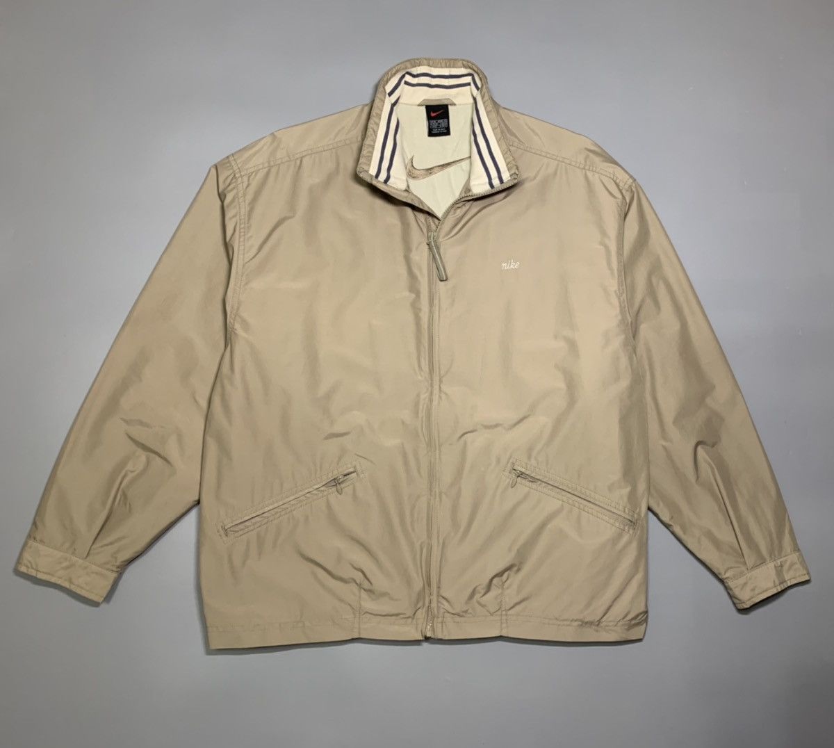 Vintage Nike 90s Nylon Zip Beige Jacket size M