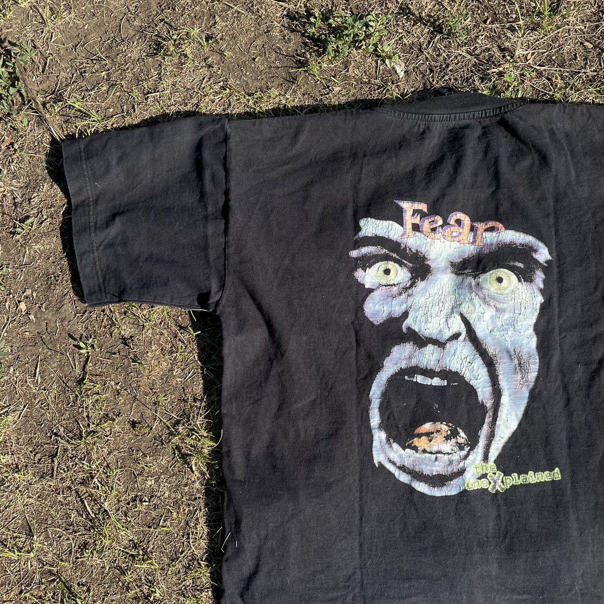 Vintage Vintage 90s Horror Graphic Tee Sun Faded Grunge Baggy Boxy M Size US M / EU 48-50 / 2 - 2 Thumbnail