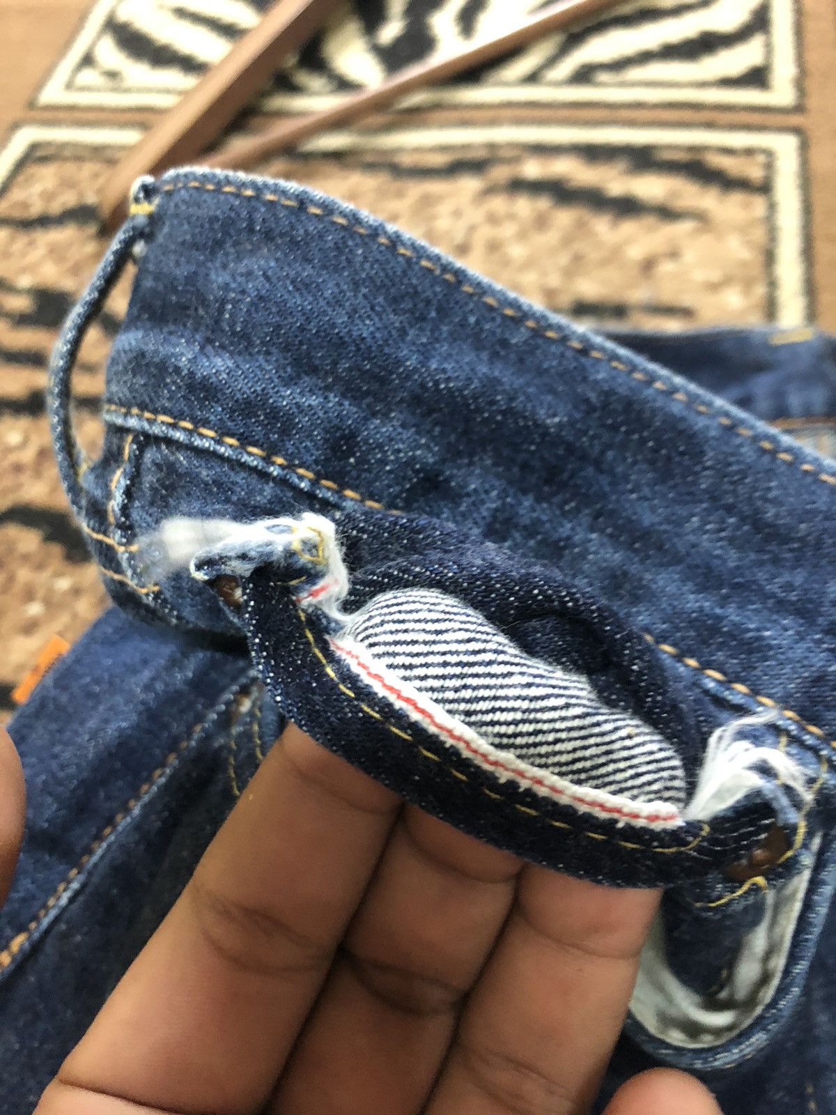 Edwin × Salvage × Vintage VINTAGE SELVEDGE EDWIN 505x SHORT DISTRESSED BLUE DENIM Size US 34 / EU 50 - 8 Thumbnail