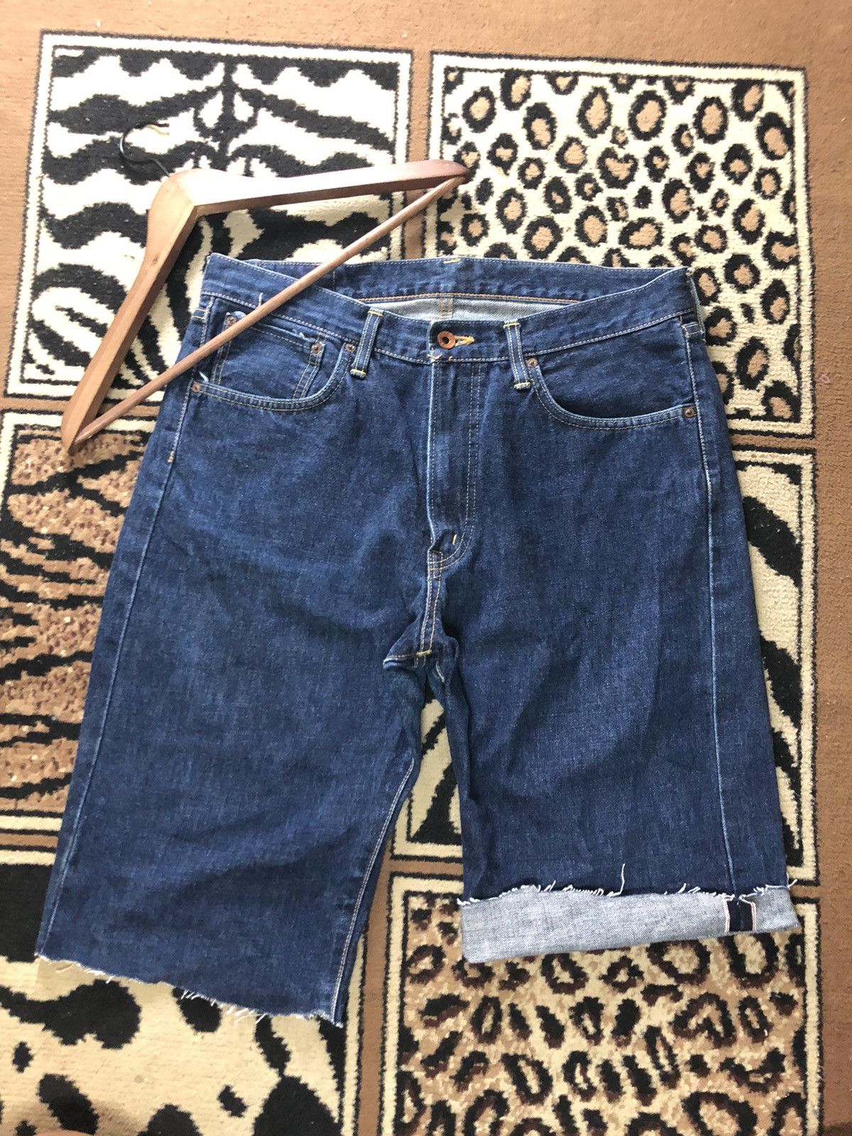 Edwin × Salvage × Vintage VINTAGE SELVEDGE EDWIN 505x SHORT DISTRESSED BLUE DENIM Size US 34 / EU 50 - 5 Thumbnail