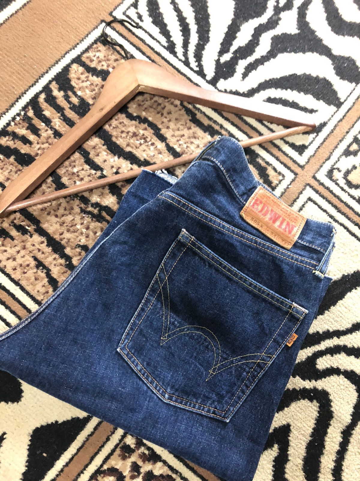 Edwin × Salvage × Vintage VINTAGE SELVEDGE EDWIN 505x SHORT DISTRESSED BLUE DENIM Size US 34 / EU 50 - 18 Thumbnail