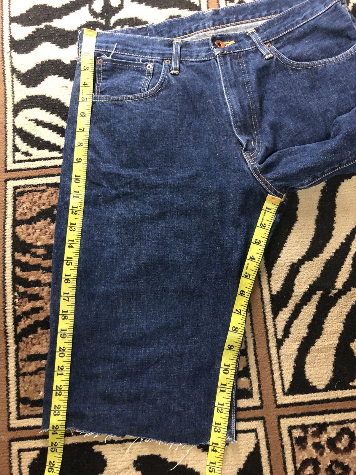 Edwin × Salvage × Vintage VINTAGE SELVEDGE EDWIN 505x SHORT DISTRESSED BLUE DENIM Size US 34 / EU 50 - 16 Thumbnail