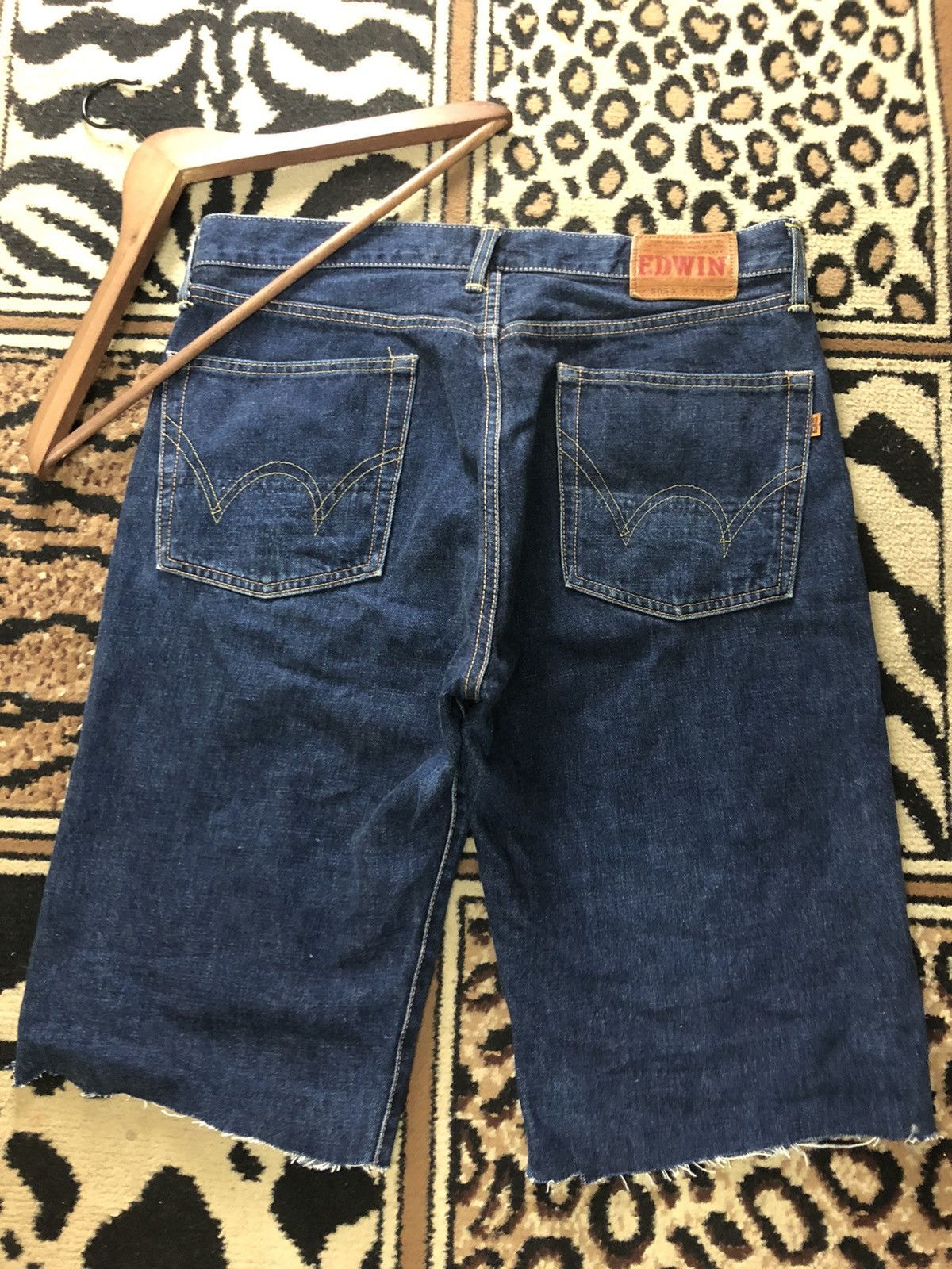Edwin × Salvage × Vintage VINTAGE SELVEDGE EDWIN 505x SHORT DISTRESSED BLUE DENIM Size US 34 / EU 50 - 1 Thumbnail