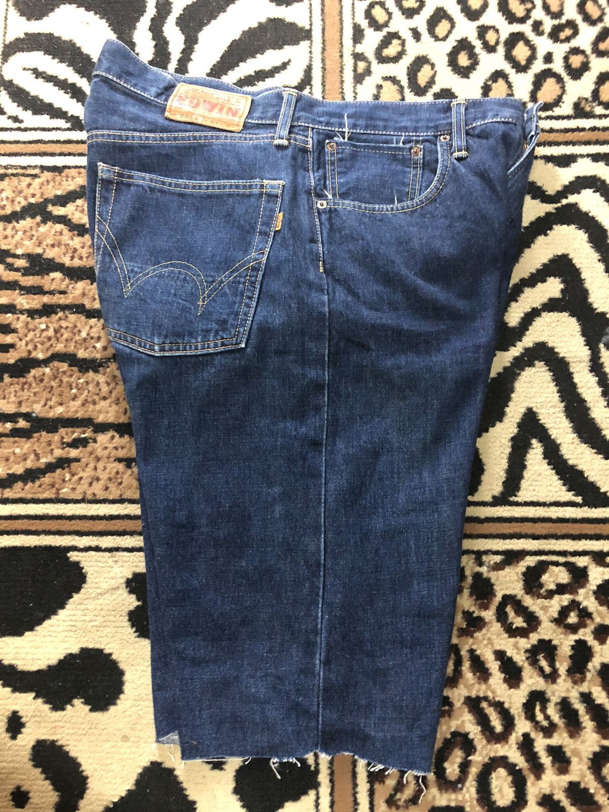 Edwin × Salvage × Vintage VINTAGE SELVEDGE EDWIN 505x SHORT DISTRESSED BLUE DENIM Size US 34 / EU 50 - 14 Thumbnail