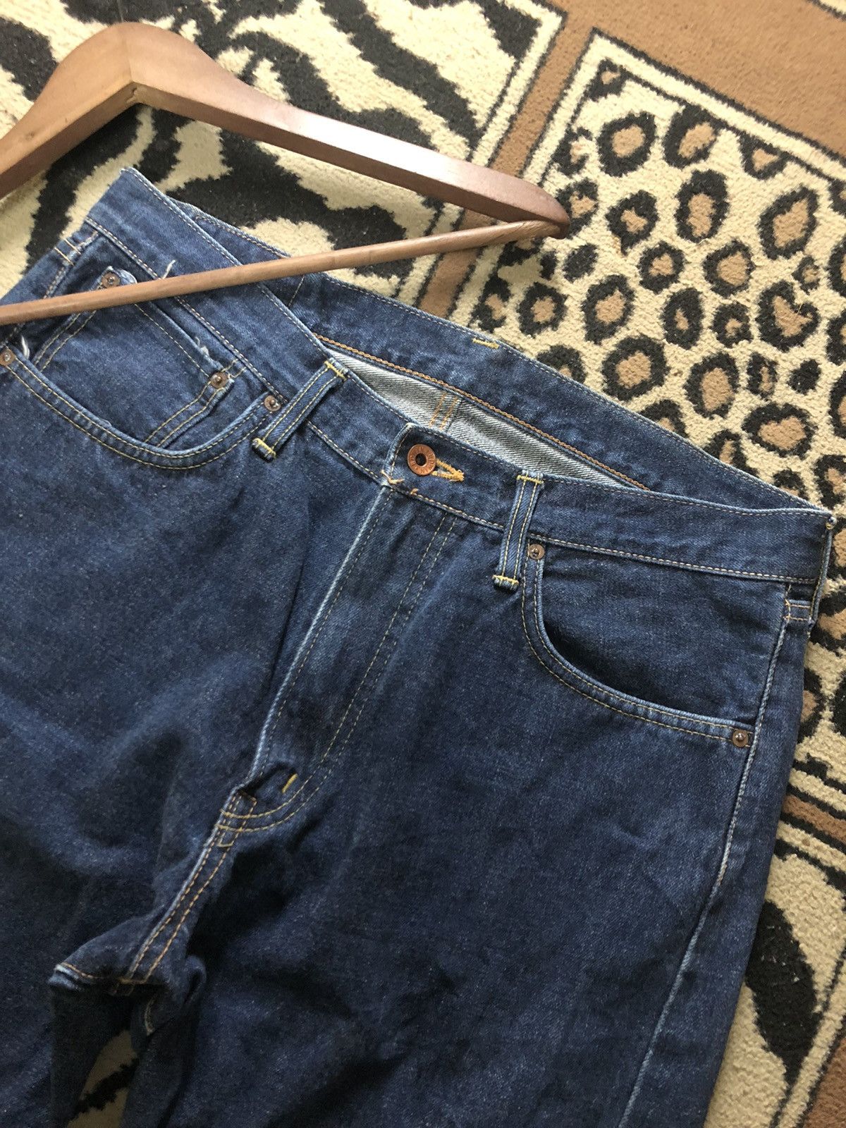 Edwin × Salvage × Vintage VINTAGE SELVEDGE EDWIN 505x SHORT DISTRESSED BLUE DENIM Size US 34 / EU 50 - 6 Thumbnail