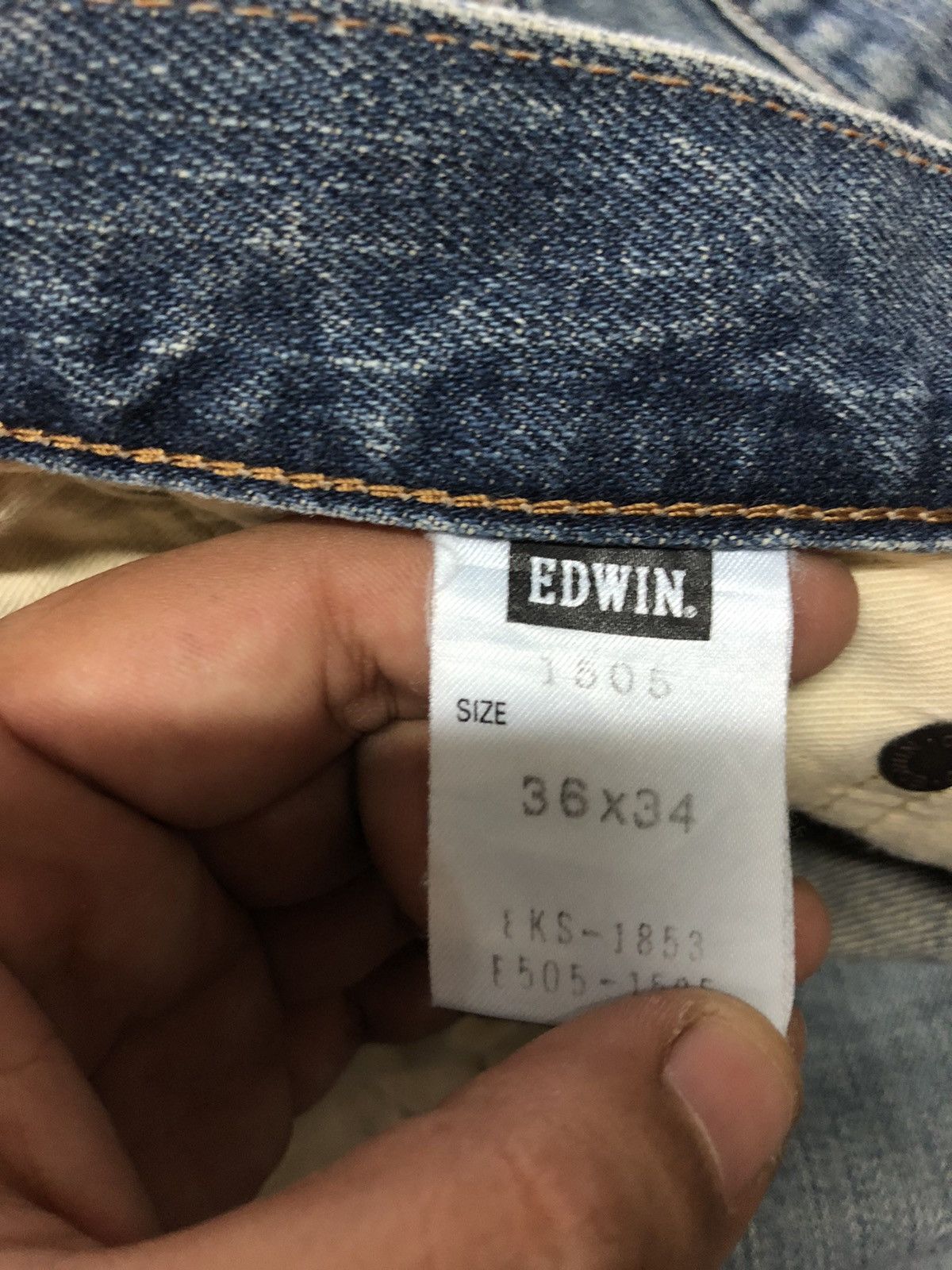 Edwin × Vintage VINTAGE SELVEDGE EDWIN 505 BLUE WASH DISTRESSED DENIM Size US 36 / EU 52 - 7 Thumbnail