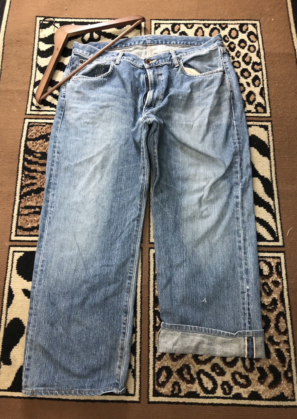 Edwin × Vintage VINTAGE SELVEDGE EDWIN 505 BLUE WASH DISTRESSED DENIM Size US 36 / EU 52 - 1 Thumbnail