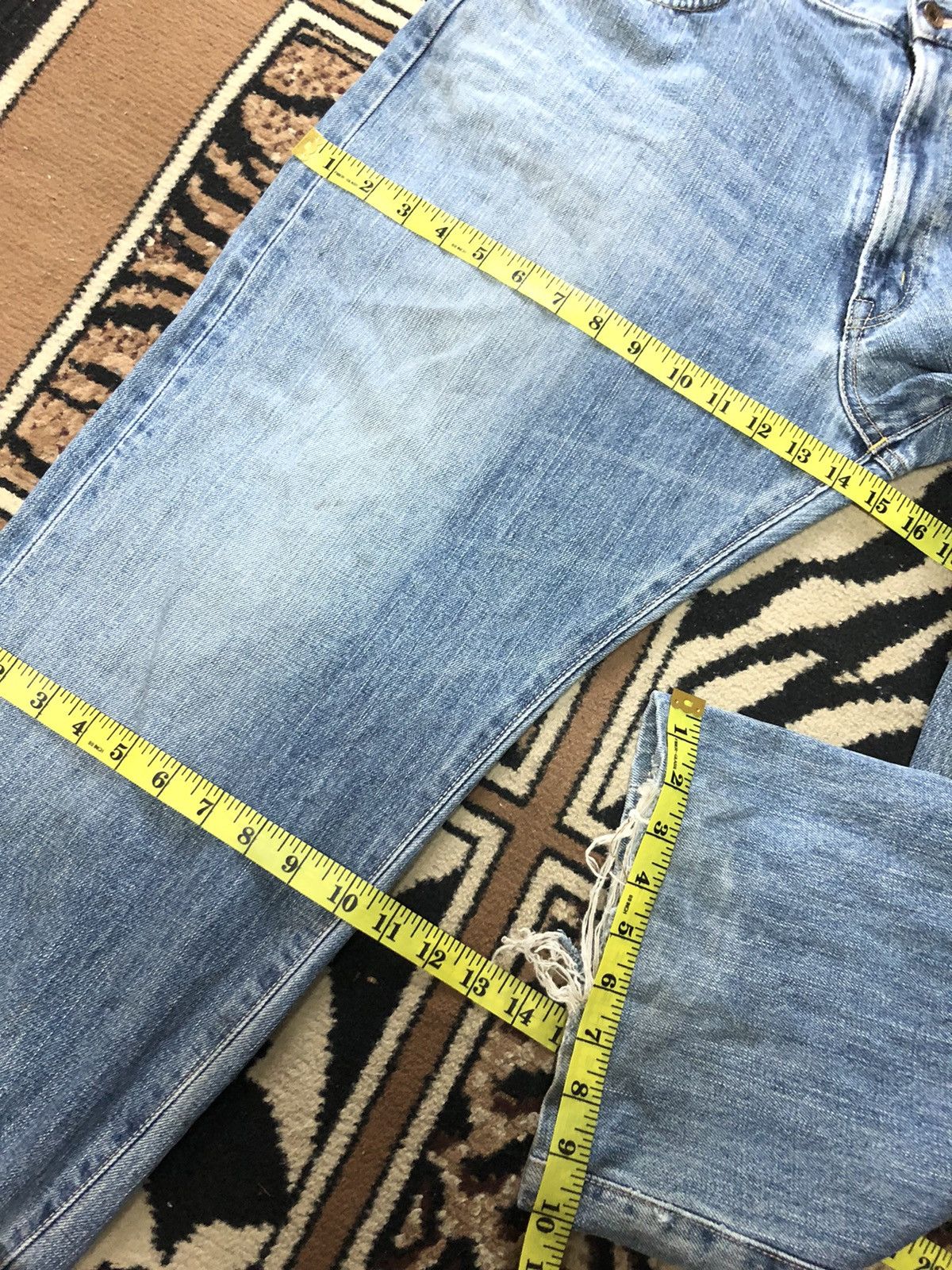Edwin × Vintage VINTAGE SELVEDGE EDWIN 505 BLUE WASH DISTRESSED DENIM Size US 36 / EU 52 - 17 Thumbnail