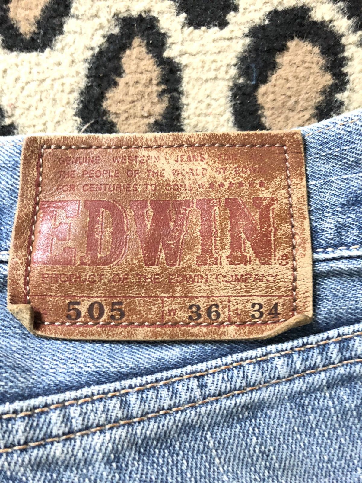 Edwin × Vintage VINTAGE SELVEDGE EDWIN 505 BLUE WASH DISTRESSED DENIM Size US 36 / EU 52 - 12 Thumbnail