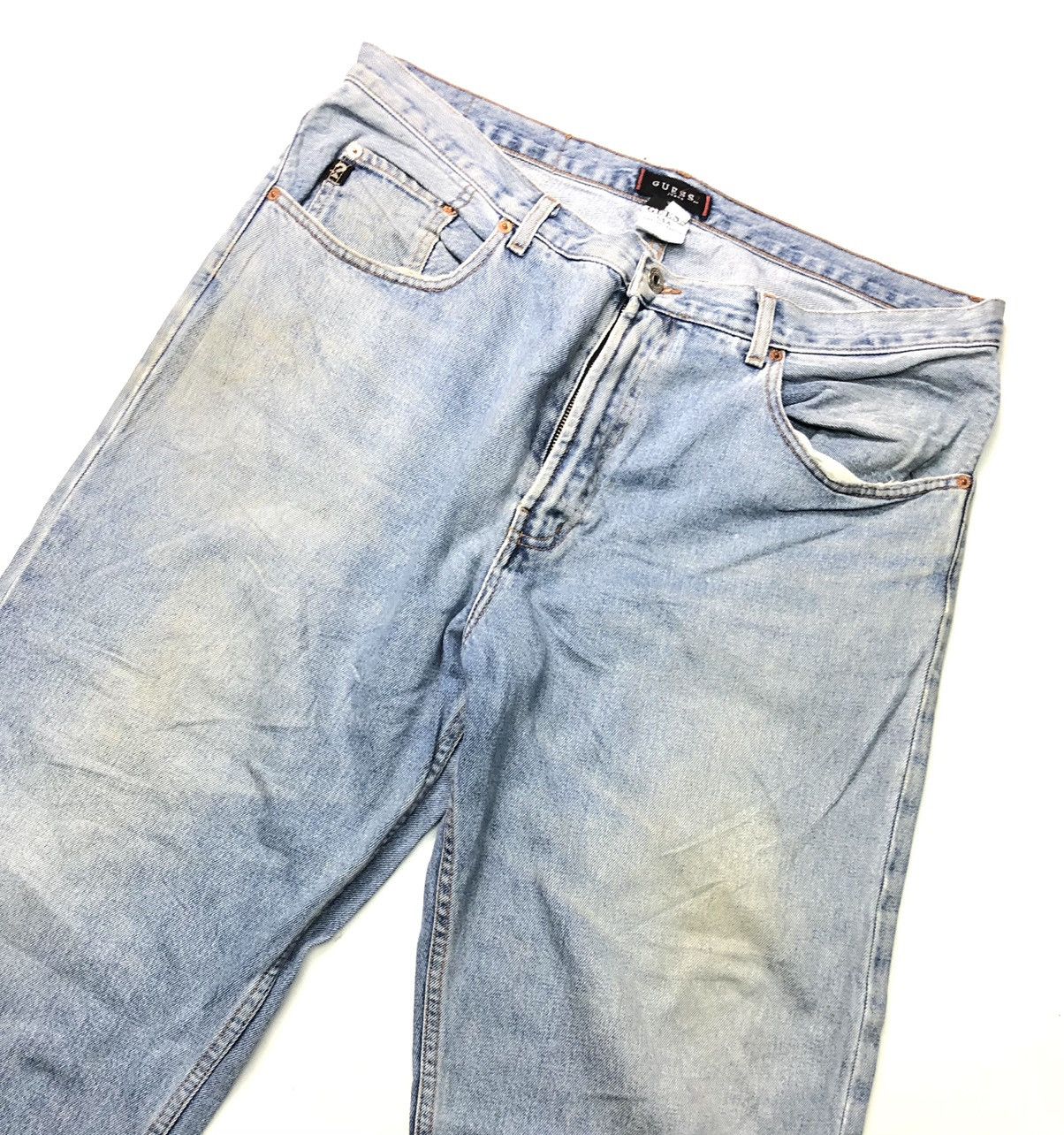 Guess × Vintage VINTAGE 80s GUESS BLUE WASH DISSTRESSED DENIM Size US 37 - 8 Thumbnail
