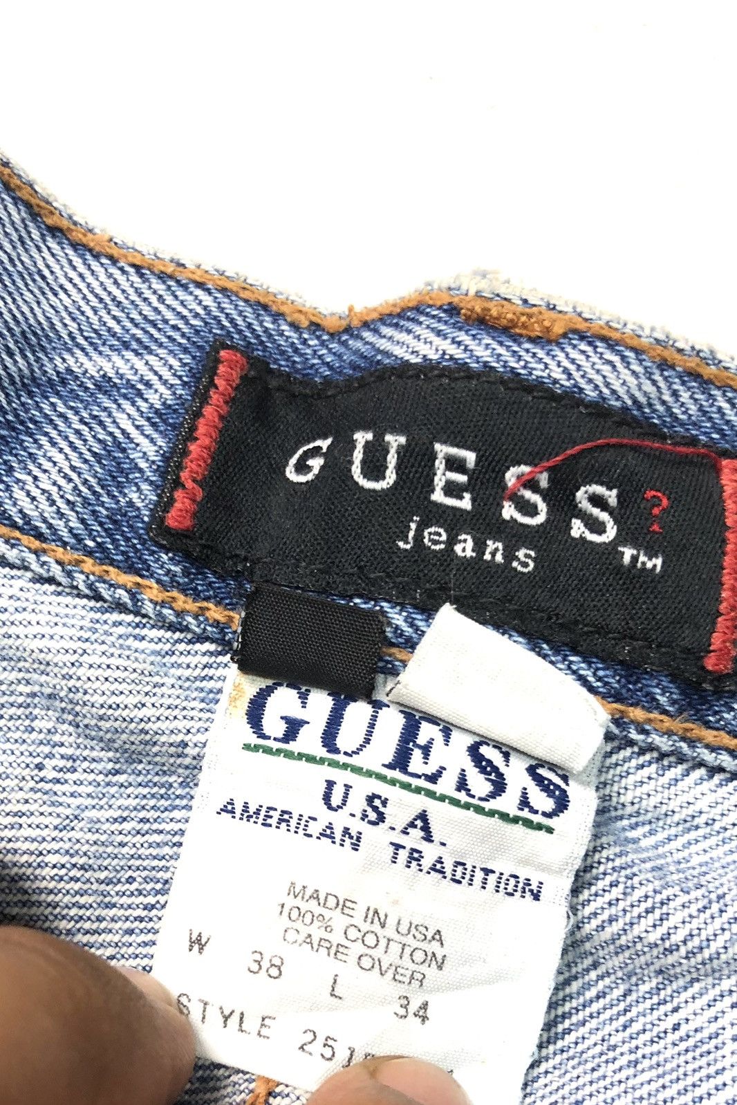 Guess × Vintage VINTAGE 80s GUESS BLUE WASH DISSTRESSED DENIM Size US 37 - 11 Thumbnail