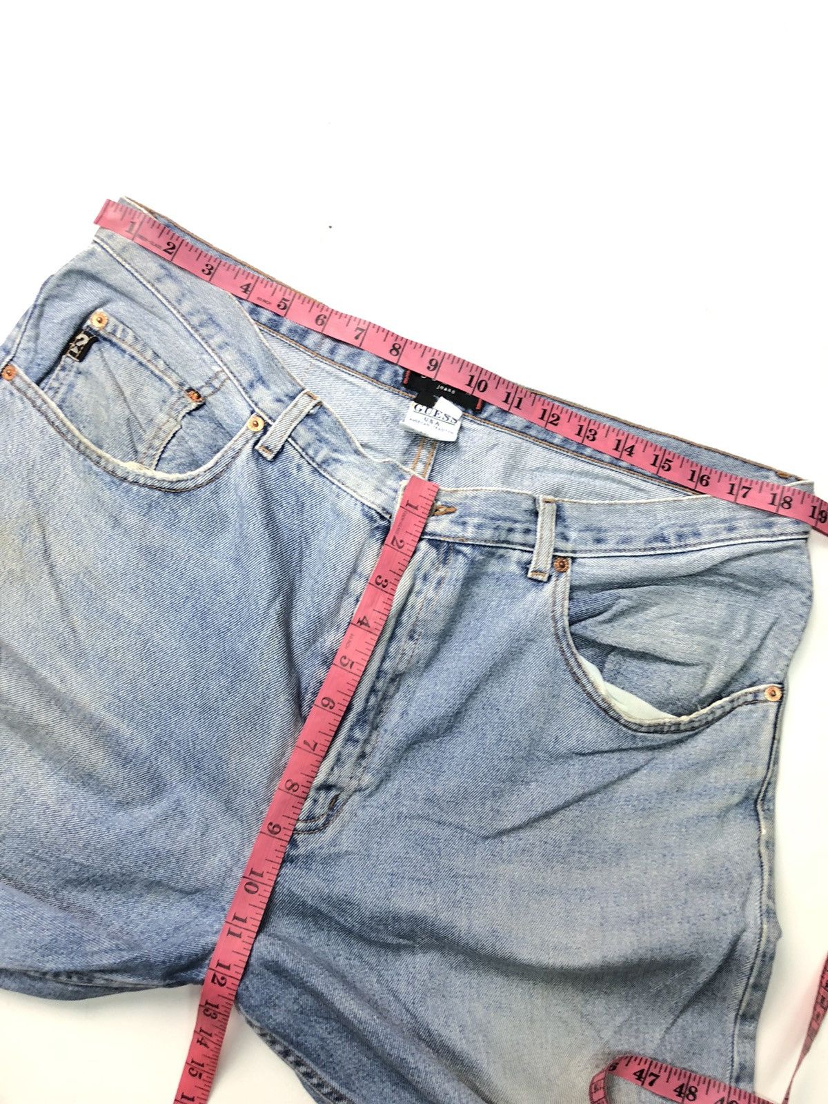 Guess × Vintage VINTAGE 80s GUESS BLUE WASH DISSTRESSED DENIM Size US 37 - 16 Thumbnail