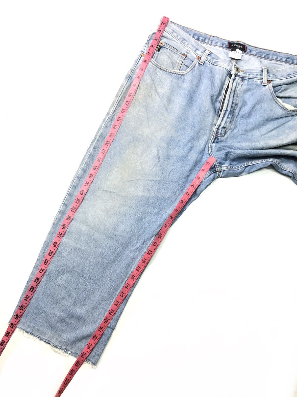 Guess × Vintage VINTAGE 80s GUESS BLUE WASH DISSTRESSED DENIM Size US 37 - 17 Thumbnail