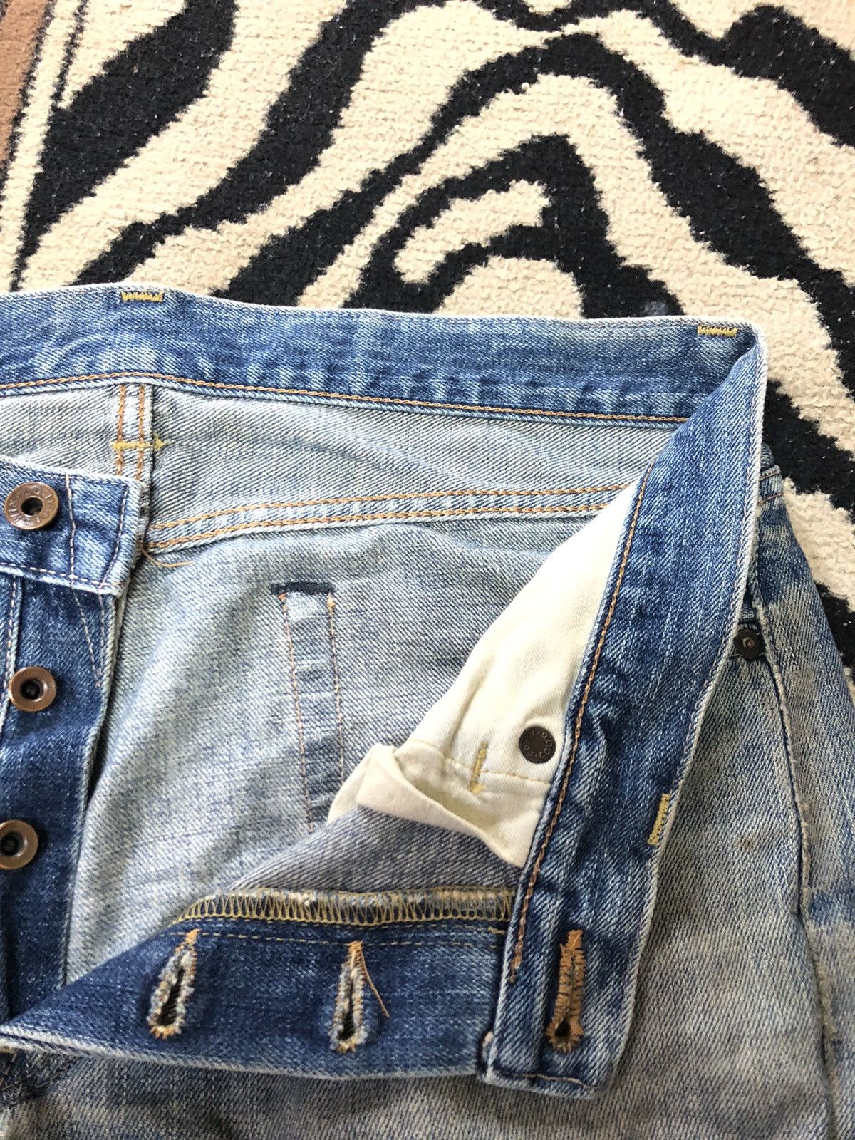 Edwin × Vintage VINTAGE SELVEDGE EDWIN 505 LOWRIZE GRUNGE DISTRESSED DENIM Size US 34 / EU 50 - 6 Thumbnail