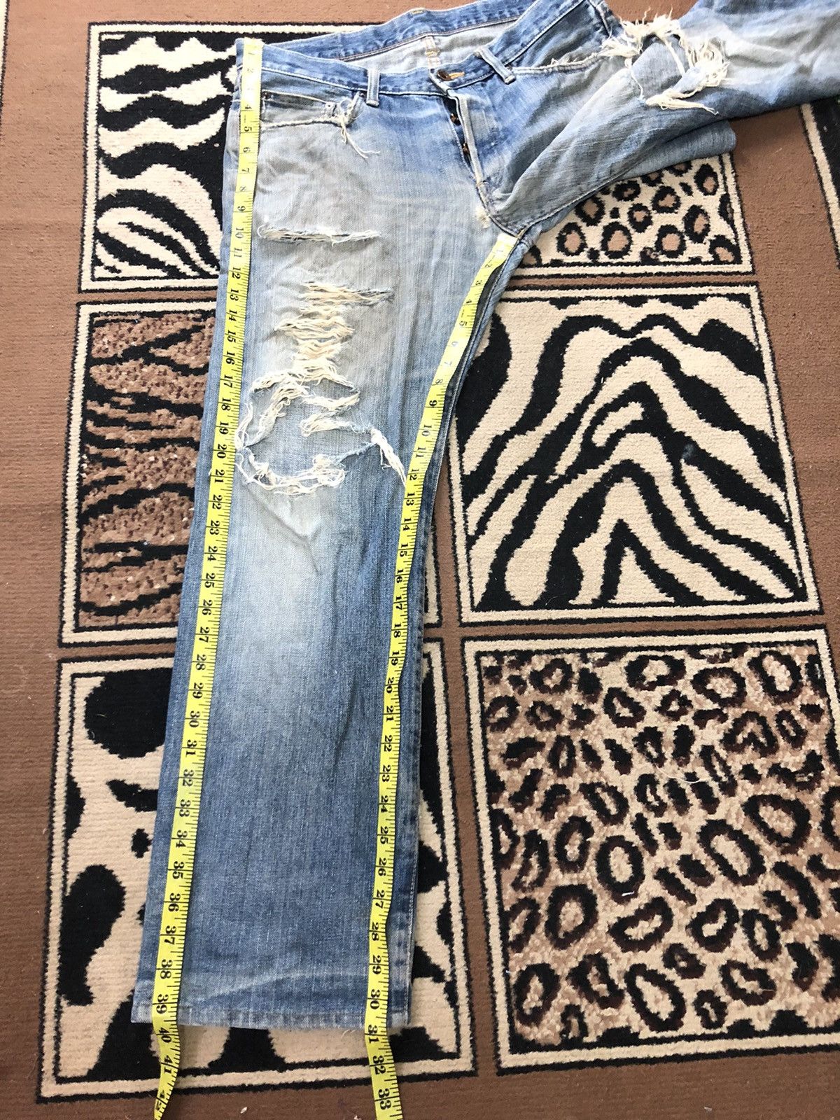 Edwin × Vintage VINTAGE SELVEDGE EDWIN 505 LOWRIZE GRUNGE DISTRESSED DENIM Size US 34 / EU 50 - 16 Thumbnail