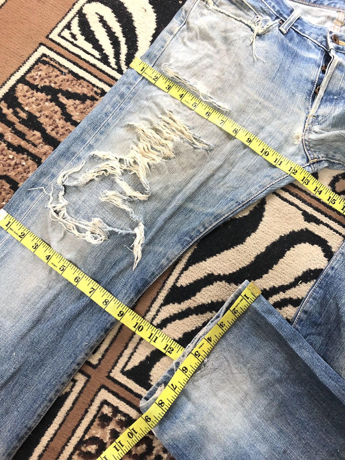 Edwin × Vintage VINTAGE SELVEDGE EDWIN 505 LOWRIZE GRUNGE DISTRESSED DENIM Size US 34 / EU 50 - 17 Thumbnail