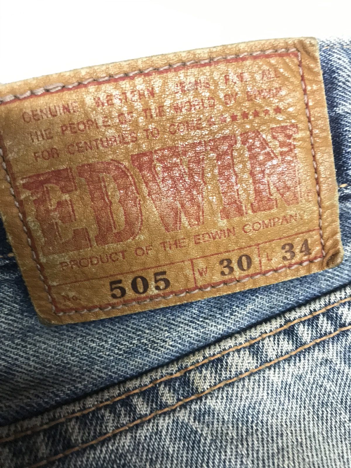 Edwin × Vintage VINTAGE RUSTY SELVEDGE EDWIN505 BLUE WASH DISTRESSED DENIM Size US 30 / EU 46 - 3 Thumbnail