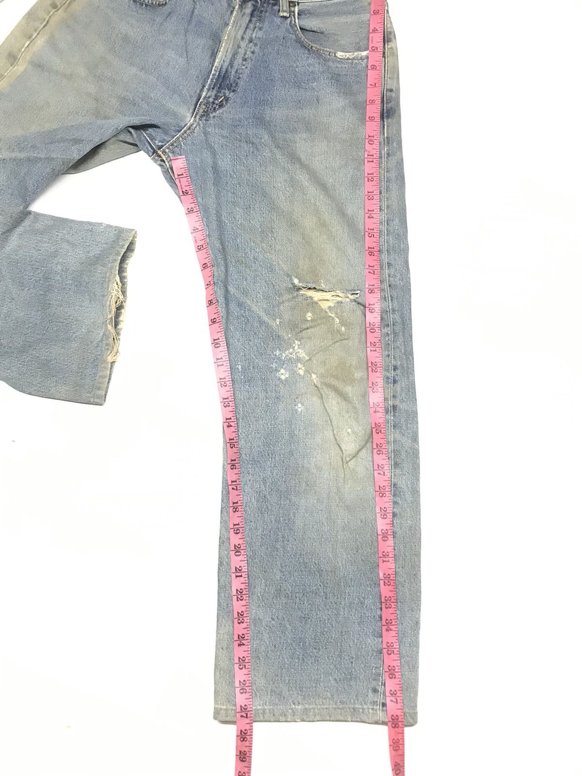 Edwin × Vintage VINTAGE RUSTY SELVEDGE EDWIN505 BLUE WASH DISTRESSED DENIM Size US 30 / EU 46 - 19 Thumbnail