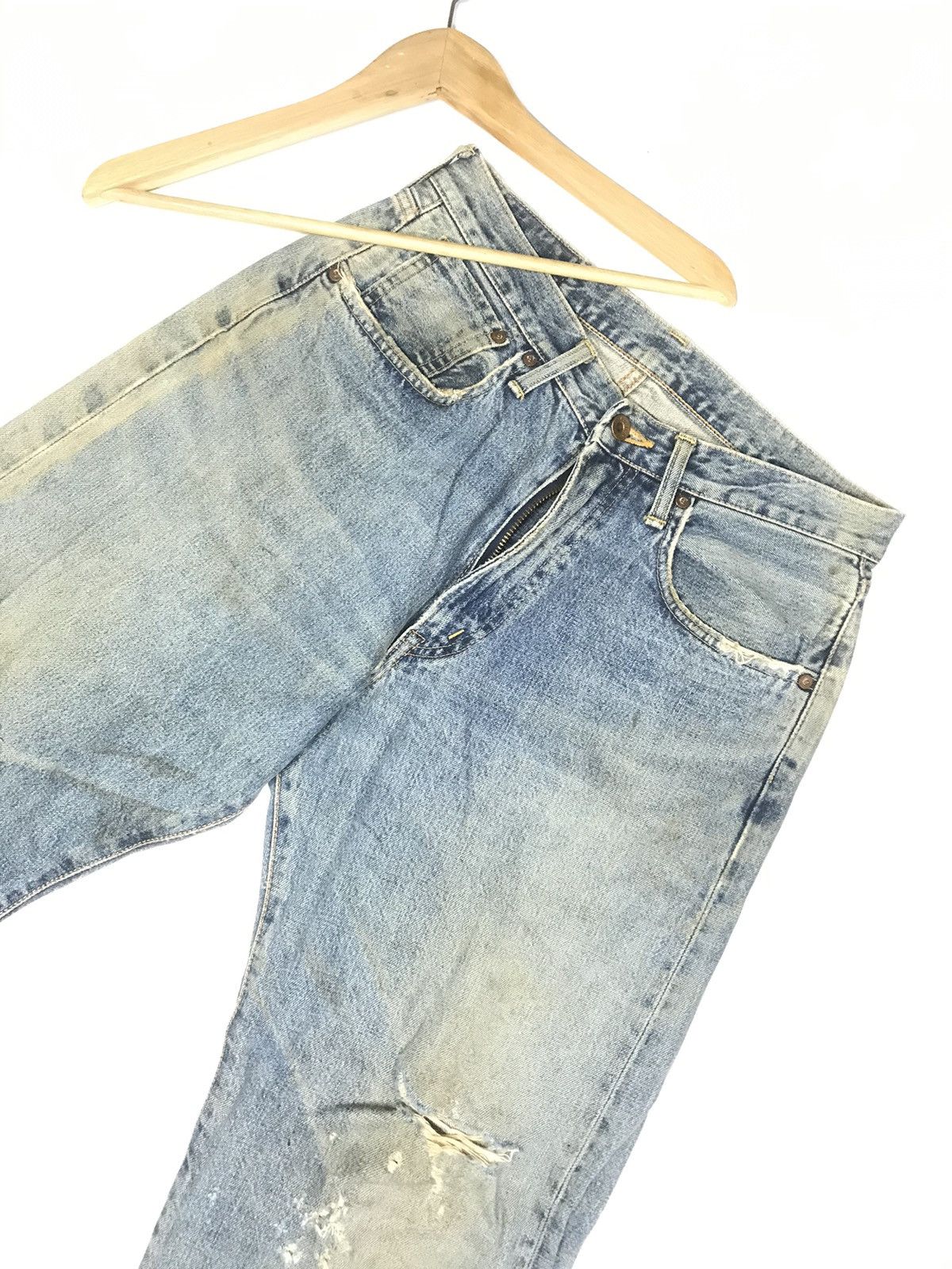 Edwin × Vintage VINTAGE RUSTY SELVEDGE EDWIN505 BLUE WASH DISTRESSED DENIM Size US 30 / EU 46 - 8 Thumbnail