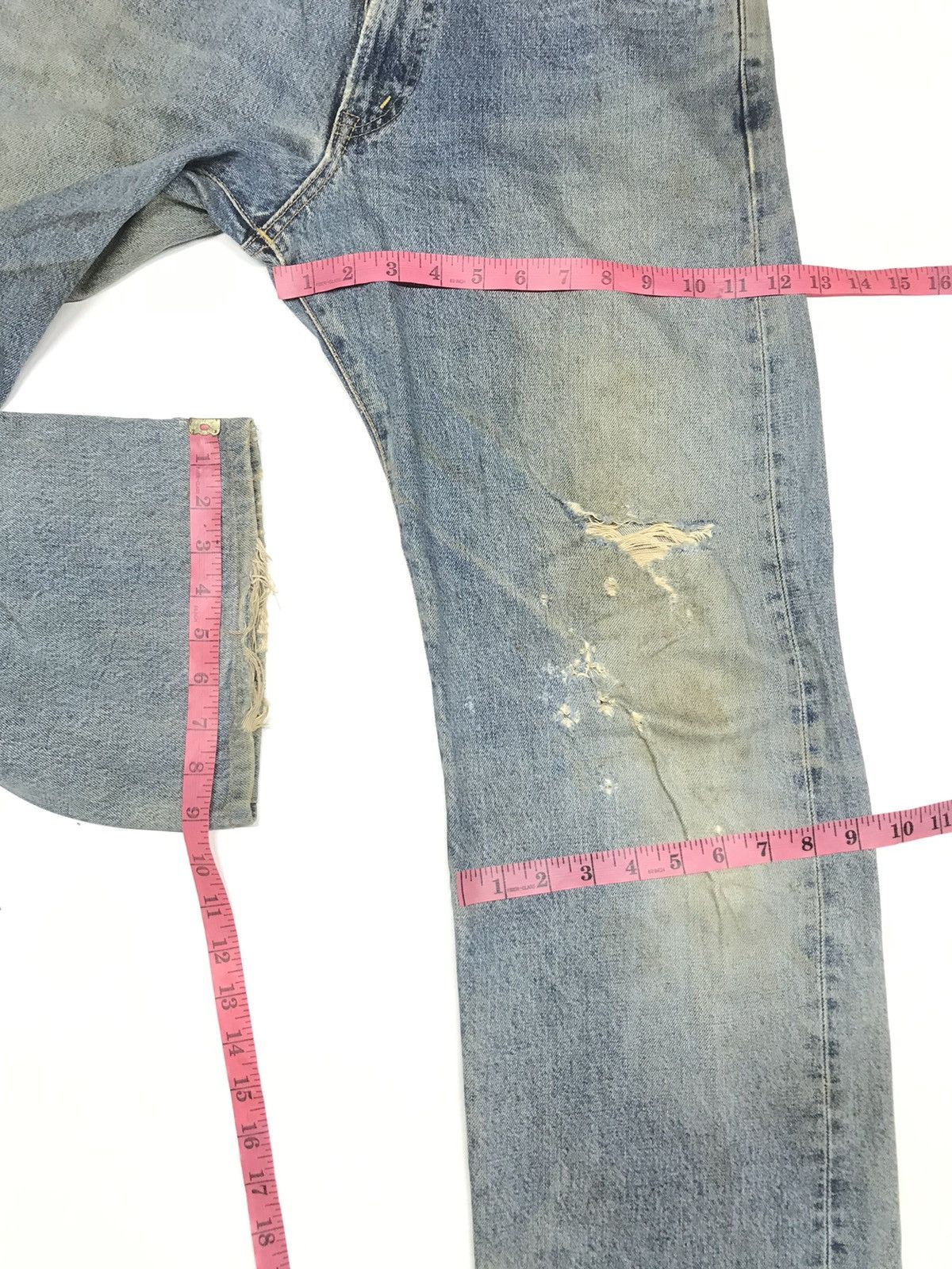 Edwin × Vintage VINTAGE RUSTY SELVEDGE EDWIN505 BLUE WASH DISTRESSED DENIM Size US 30 / EU 46 - 18 Thumbnail