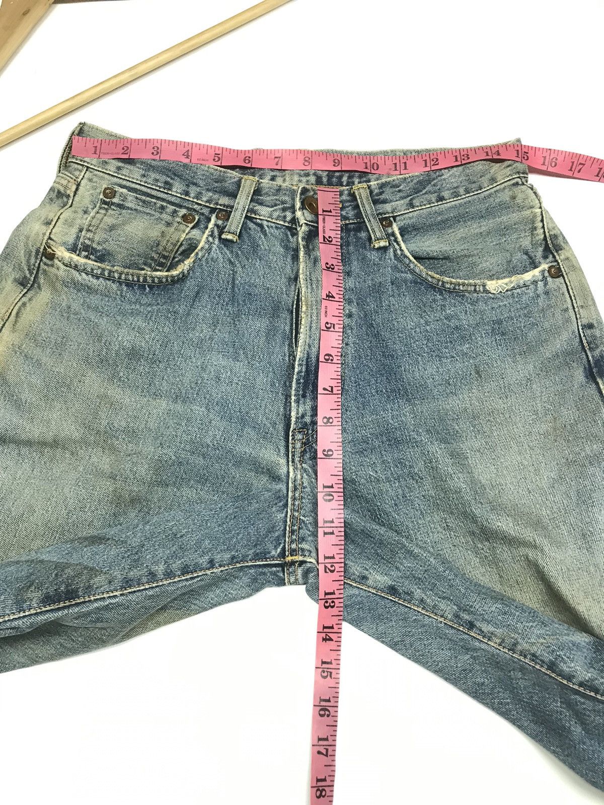 Edwin × Vintage VINTAGE RUSTY SELVEDGE EDWIN505 BLUE WASH DISTRESSED DENIM Size US 30 / EU 46 - 17 Thumbnail