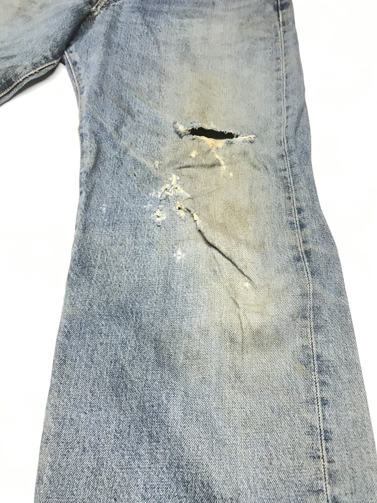 Edwin × Vintage VINTAGE RUSTY SELVEDGE EDWIN505 BLUE WASH DISTRESSED DENIM Size US 30 / EU 46 - 6 Thumbnail