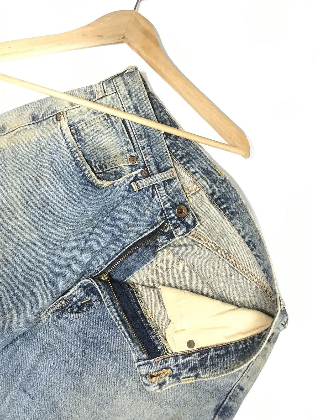 Edwin × Vintage VINTAGE RUSTY SELVEDGE EDWIN505 BLUE WASH DISTRESSED DENIM Size US 30 / EU 46 - 11 Thumbnail