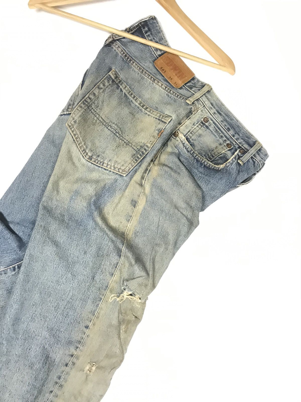 Edwin × Vintage VINTAGE RUSTY SELVEDGE EDWIN505 BLUE WASH DISTRESSED DENIM Size US 30 / EU 46 - 15 Thumbnail