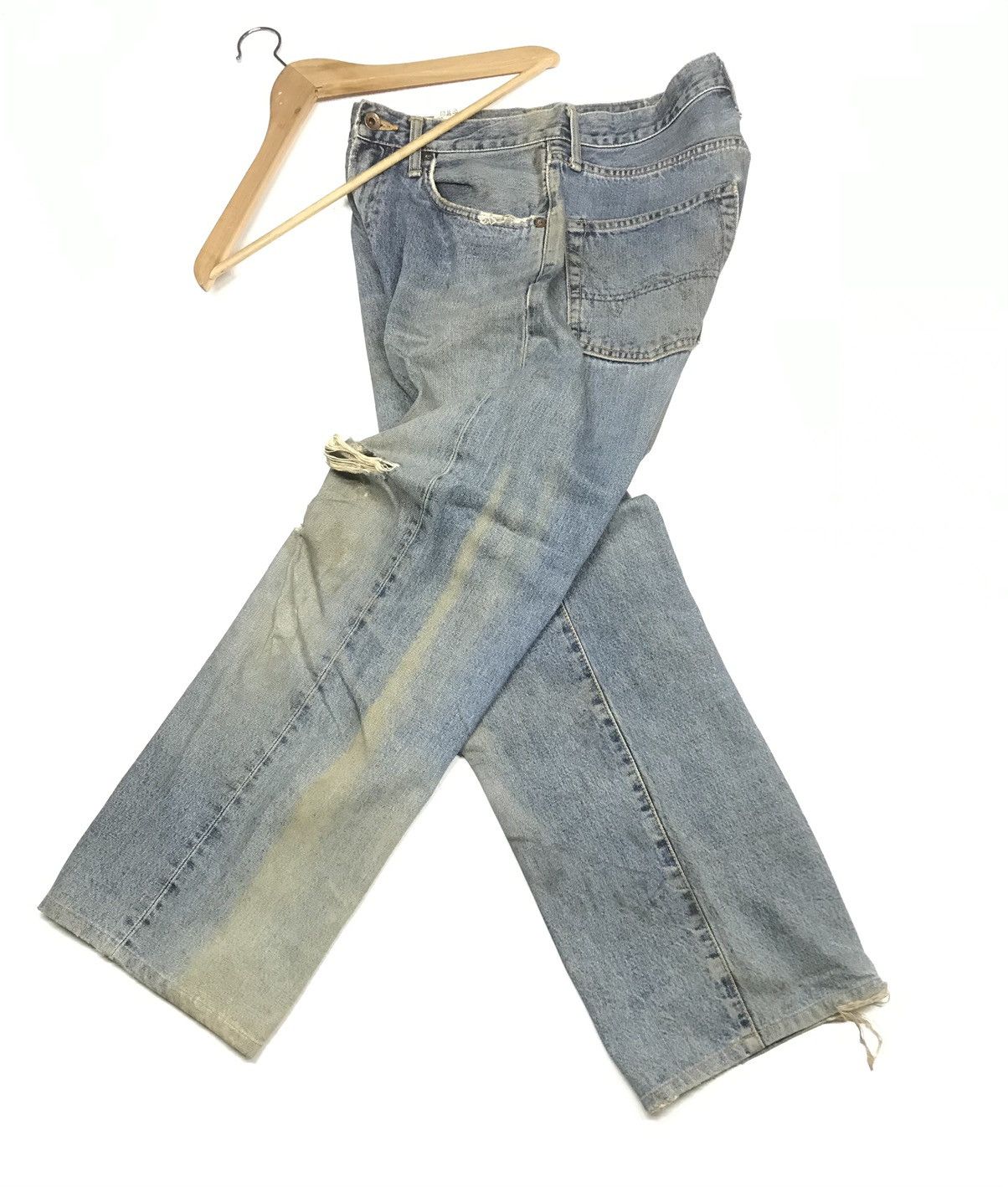 Edwin × Vintage VINTAGE RUSTY SELVEDGE EDWIN505 BLUE WASH DISTRESSED DENIM Size US 30 / EU 46 - 16 Thumbnail