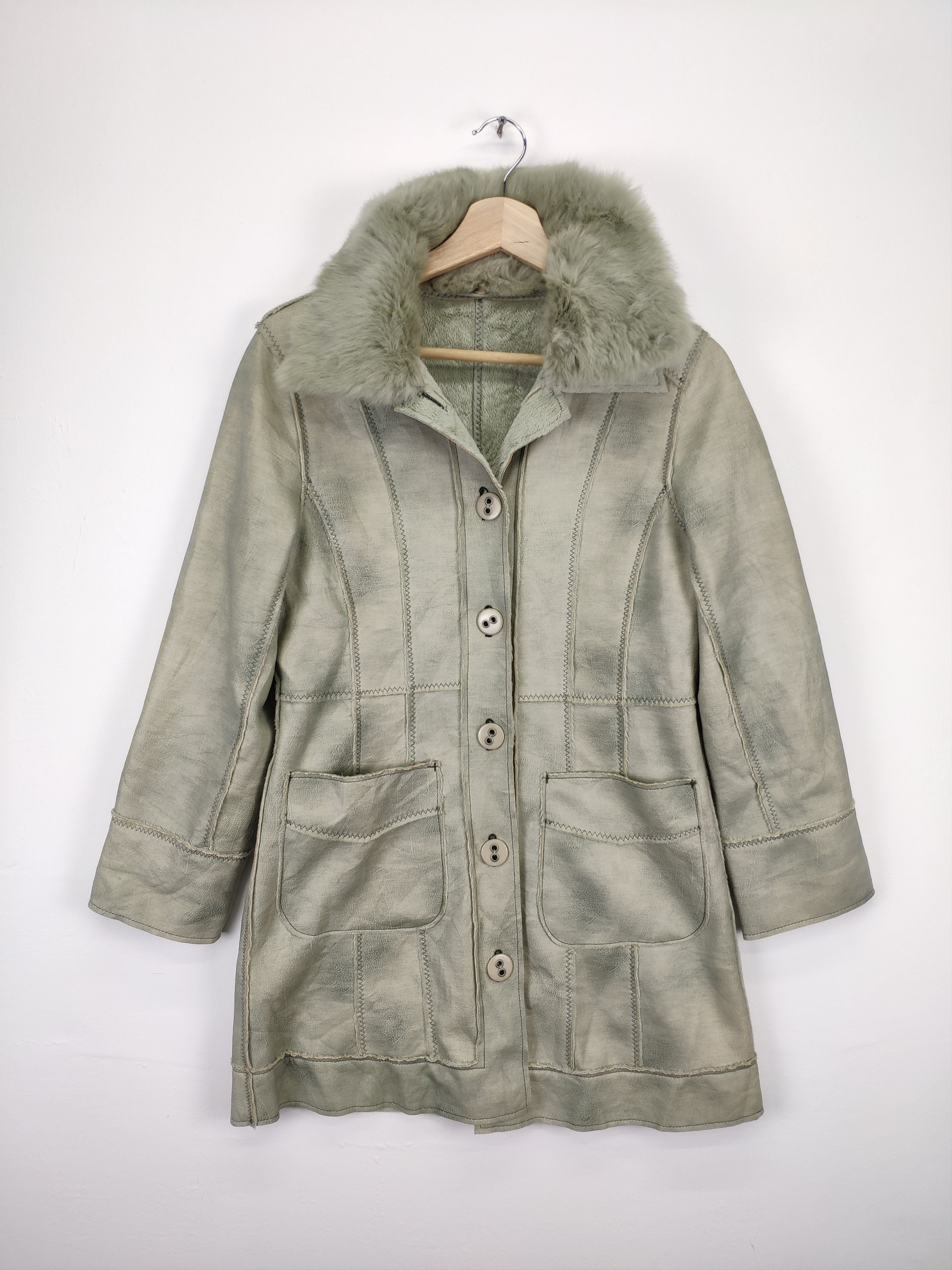 Japanese Brand × Vintage Steal 💥 Vintage Coat Jacket Moleskine Faux Fur Neck Size US S / EU 44-46 / 1 - 1 Thumbnail