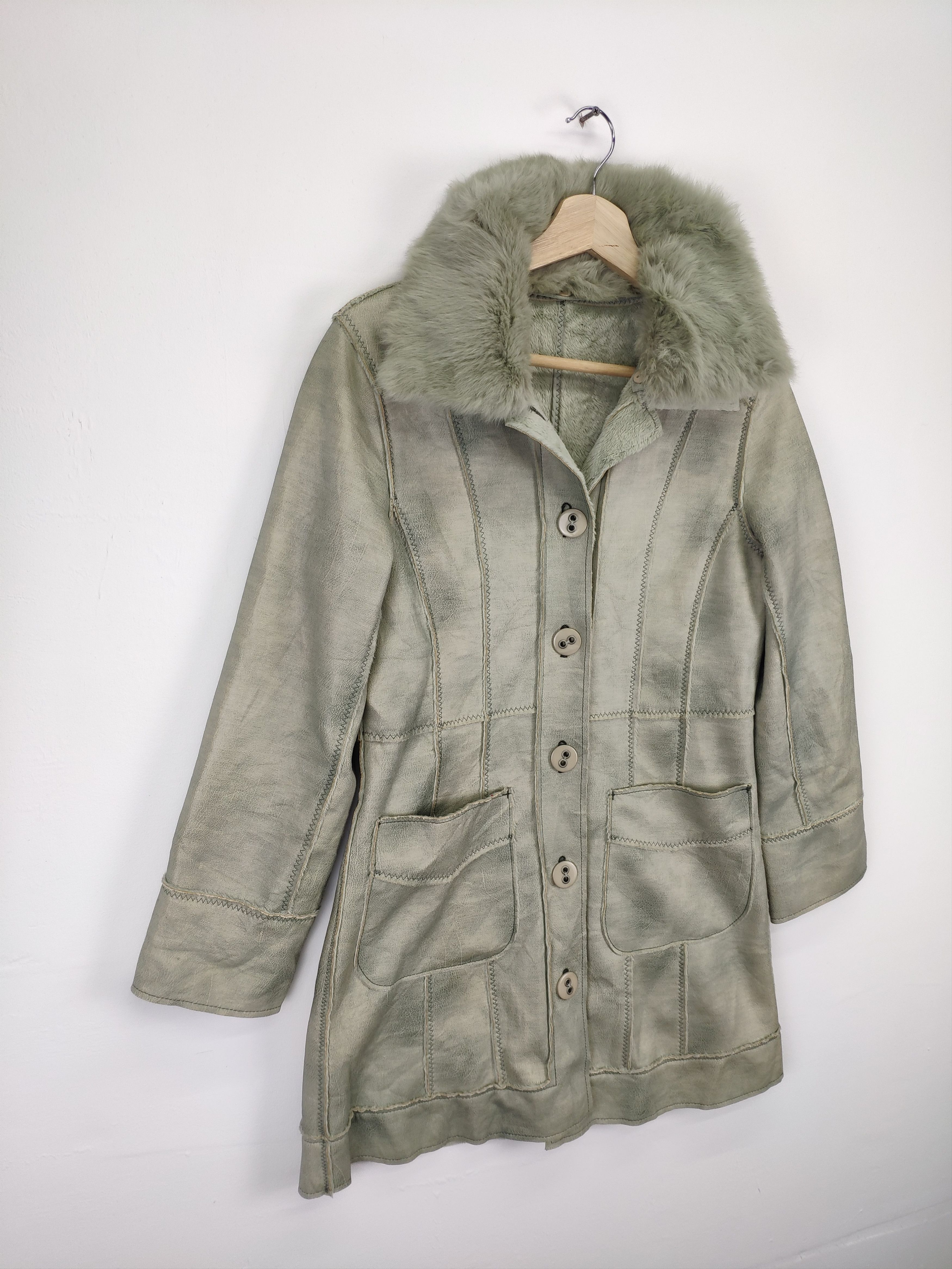 Japanese Brand × Vintage Steal 💥 Vintage Coat Jacket Moleskine Faux Fur Neck Size US S / EU 44-46 / 1 - 3 Thumbnail