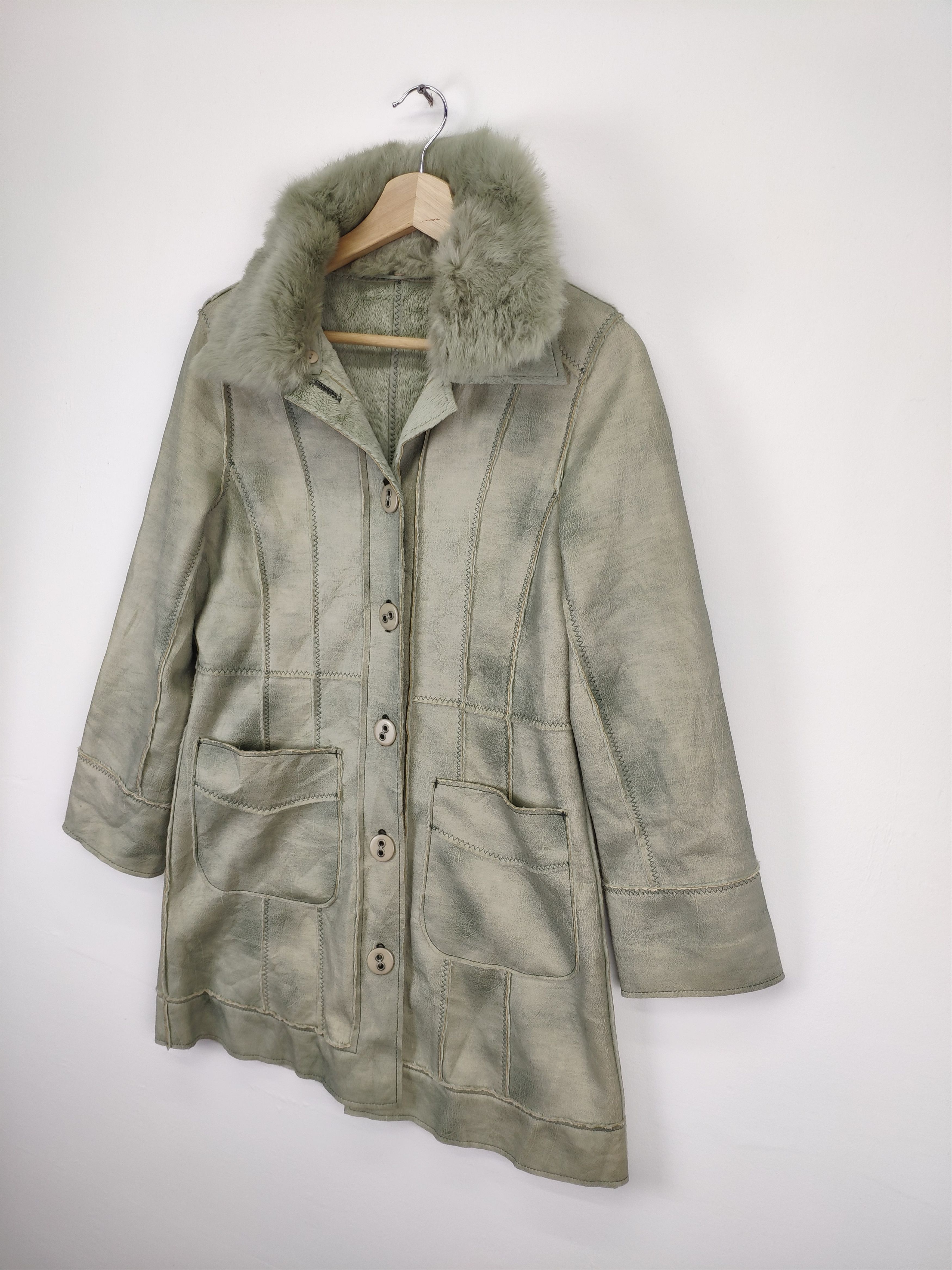 Japanese Brand × Vintage Steal 💥 Vintage Coat Jacket Moleskine Faux Fur Neck Size US S / EU 44-46 / 1 - 2 Thumbnail