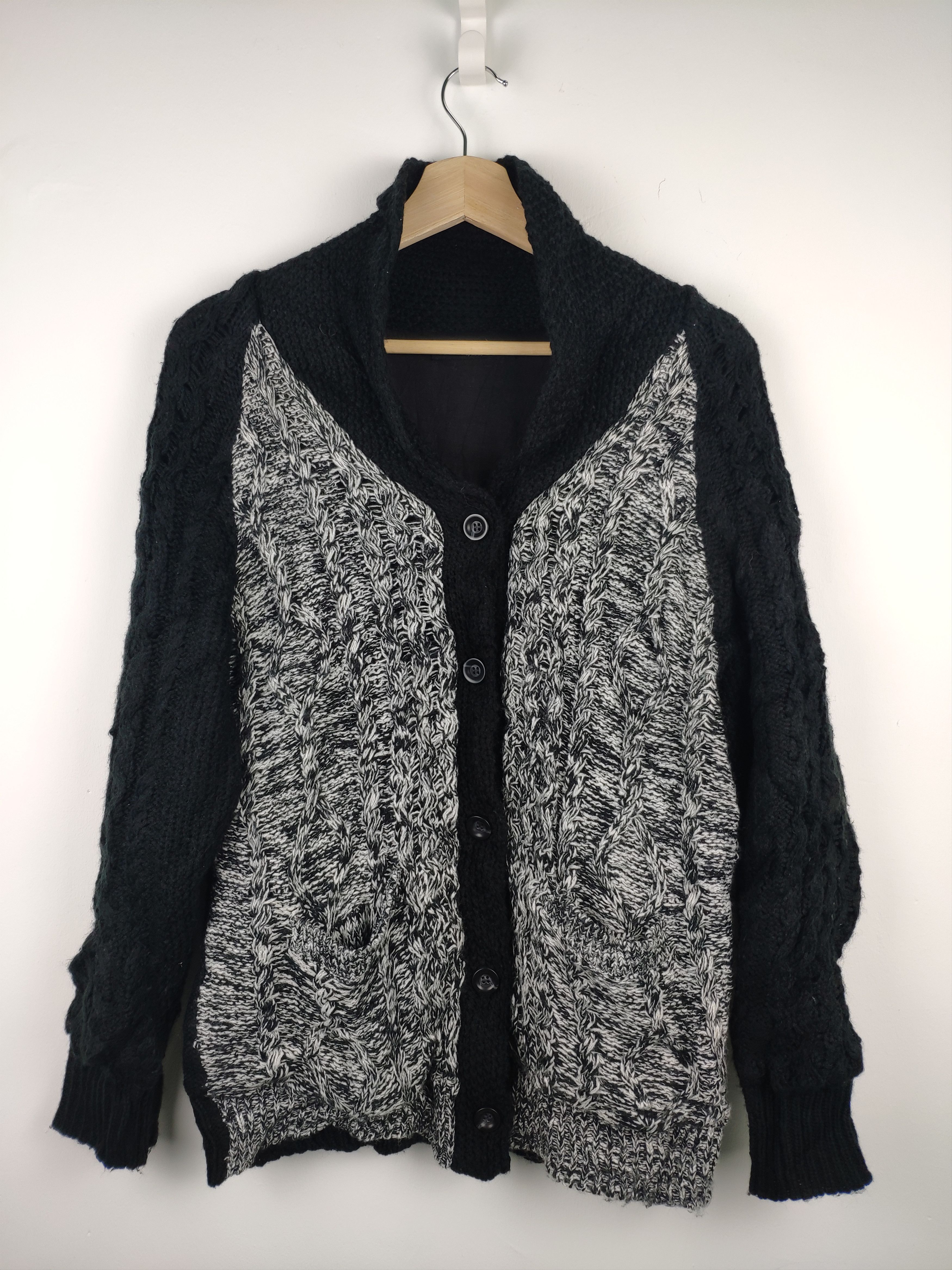 Aran Isles Knitwear × Japanese Brand Vintage Wool Knit Cardigan Jacket Azul by Moussy Size US S / EU 44-46 / 1 - 1 Thumbnail