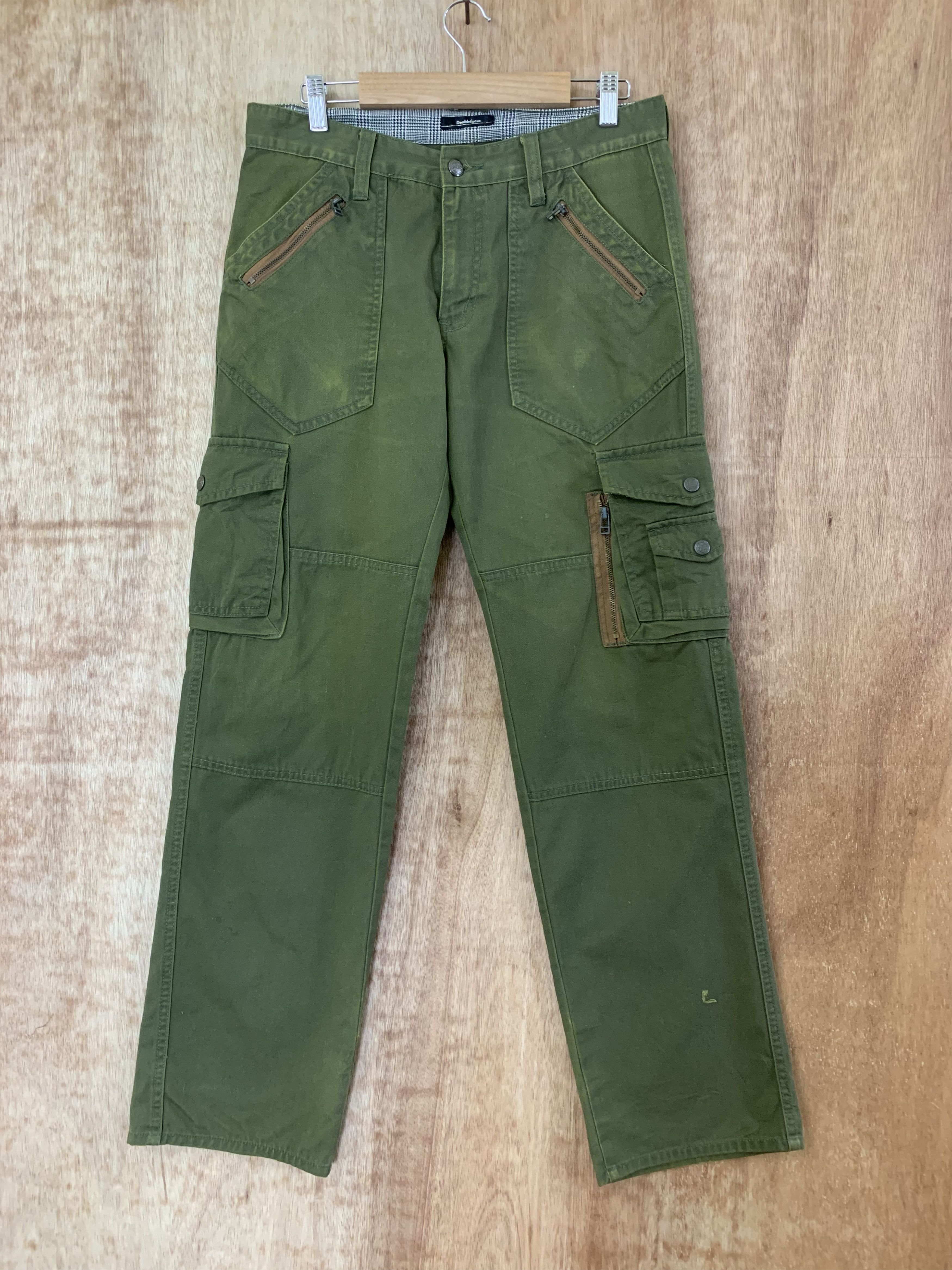 image of Cargo Pants Doublefocus Multipocket Vintage Streetwear Pant in Faded Green, Men's (Size 31)