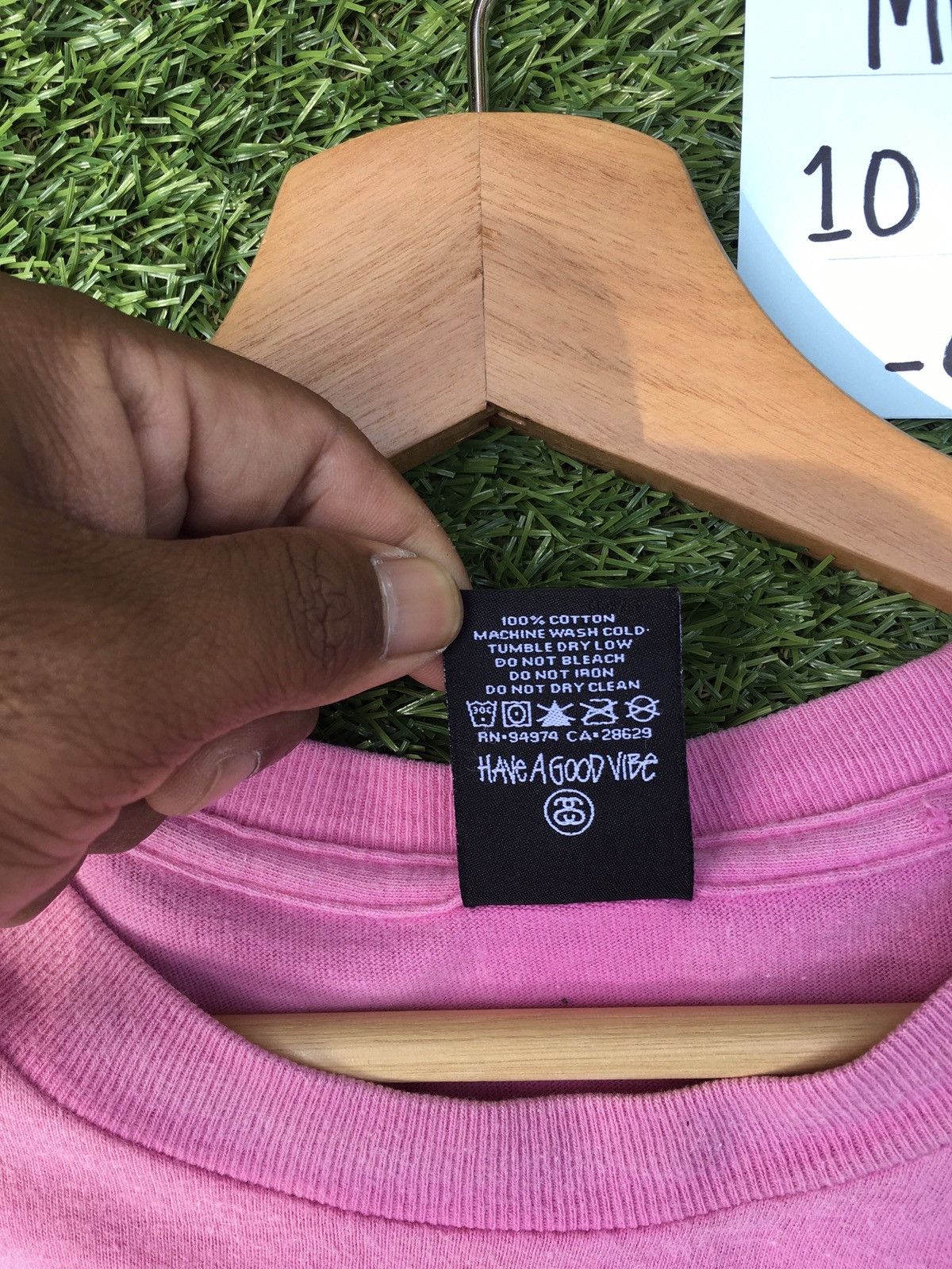 Stussy Vintage 90s Stussy Center Big Logo Pink T shirt Size US L / EU 52-54 / 3 - 8 Thumbnail