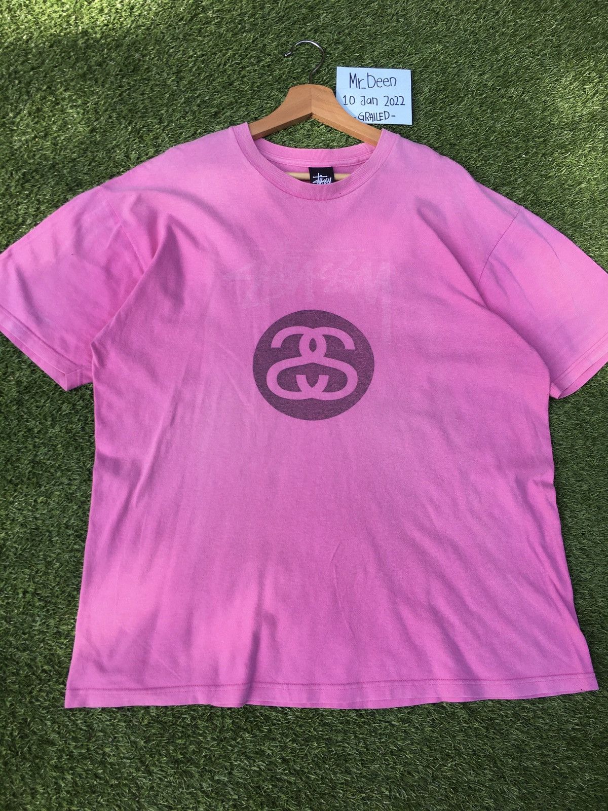 Stussy Vintage 90s Stussy Center Big Logo Pink T shirt Size US L / EU 52-54 / 3 - 5 Thumbnail