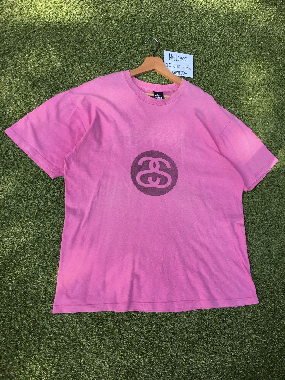 Stussy Vintage 90s Stussy Center Big Logo Pink T shirt Size US L / EU 52-54 / 3 - 3 Thumbnail