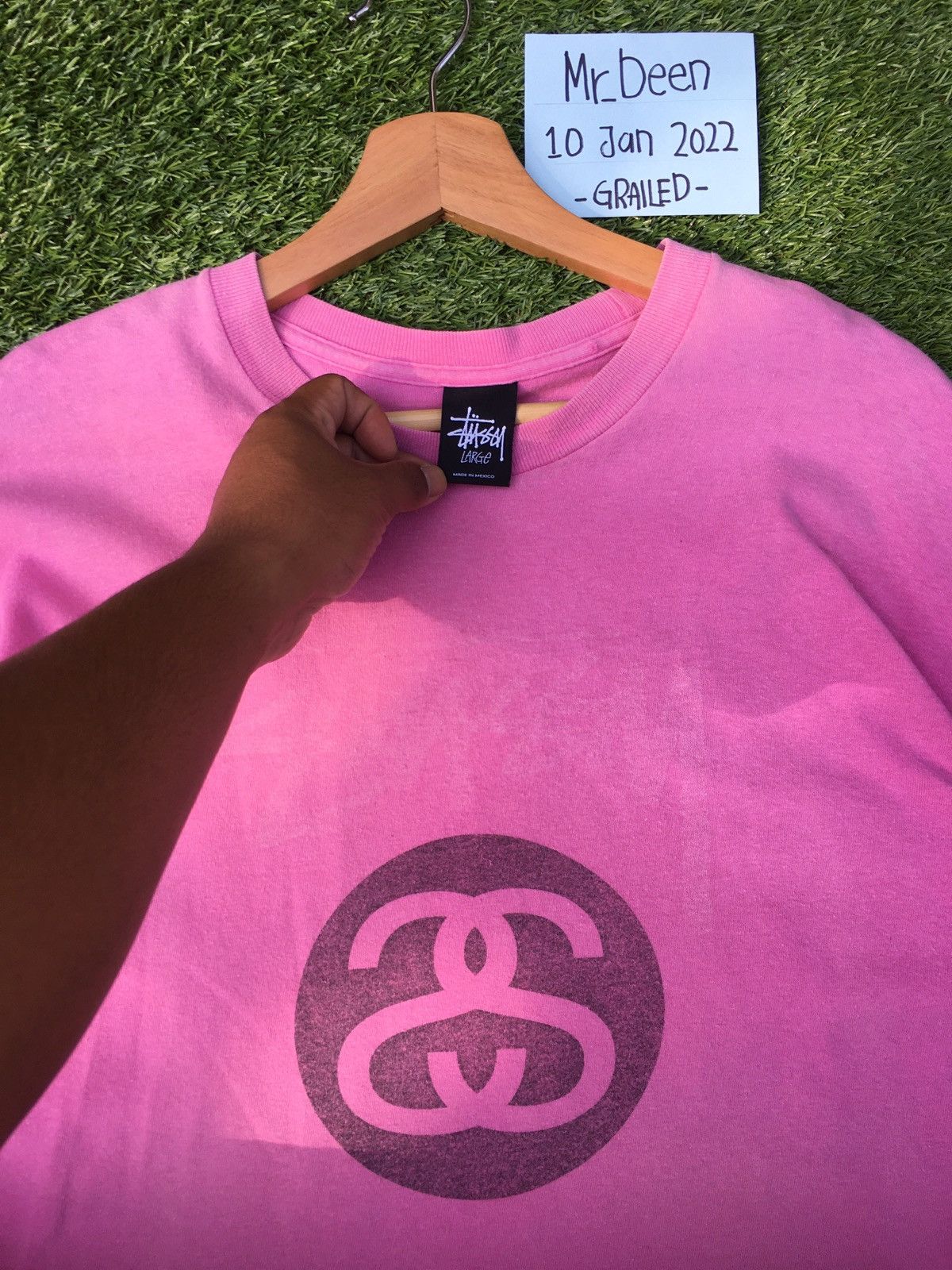 Stussy Vintage 90s Stussy Center Big Logo Pink T shirt Size US L / EU 52-54 / 3 - 9 Thumbnail