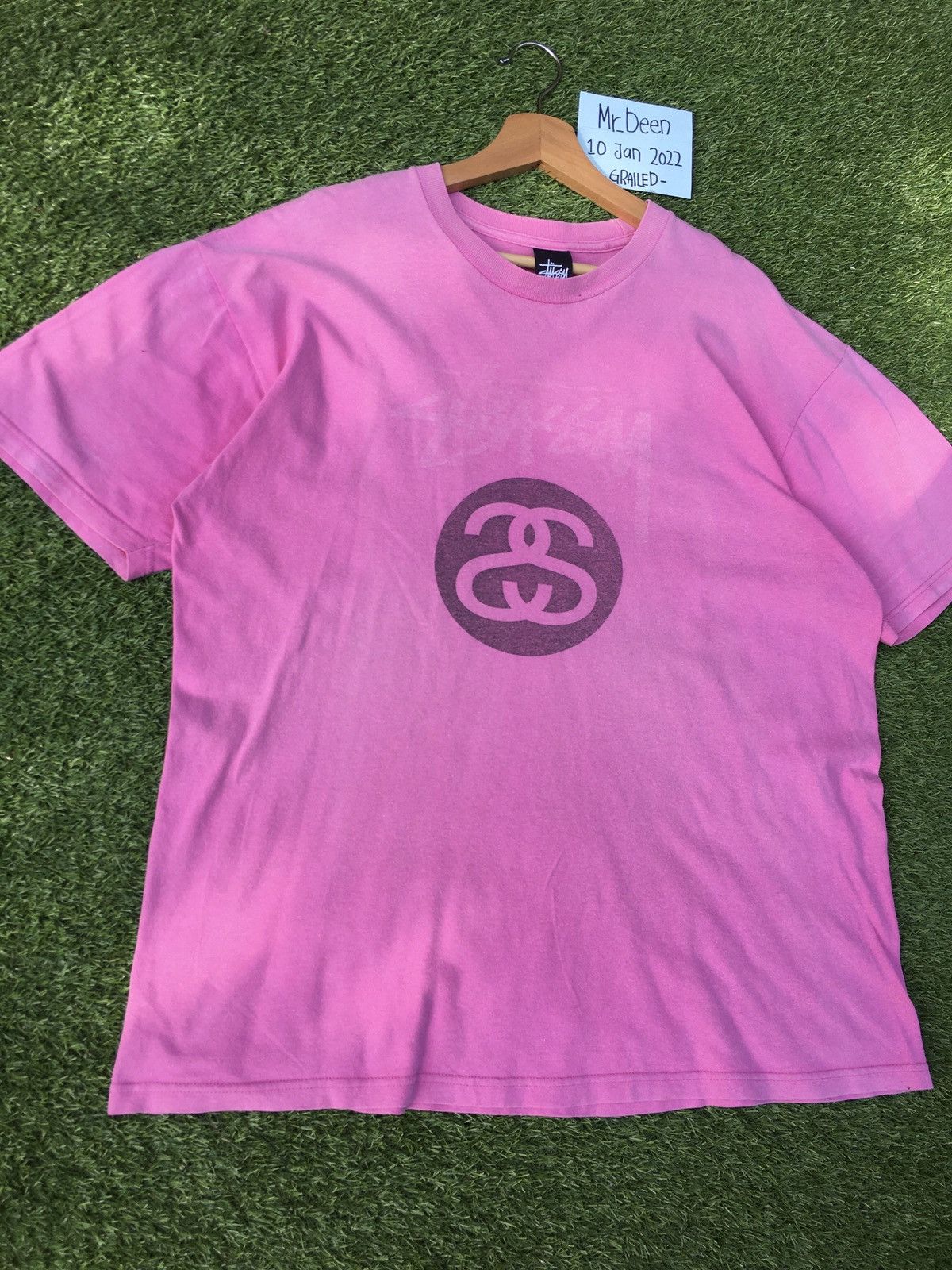 Stussy Vintage 90s Stussy Center Big Logo Pink T shirt Size US L / EU 52-54 / 3 - 6 Thumbnail