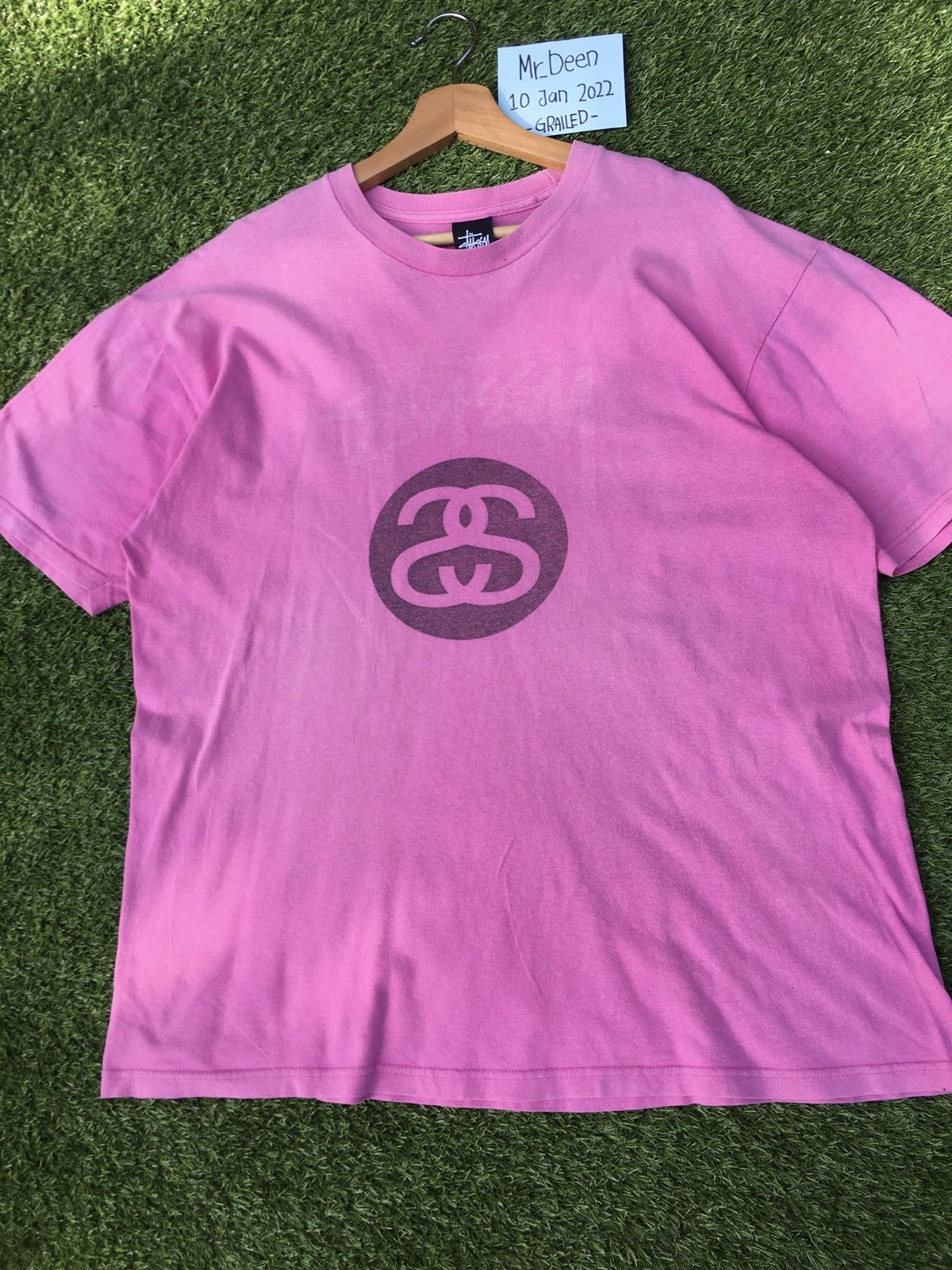Stussy Vintage 90s Stussy Center Big Logo Pink T shirt Size US L / EU 52-54 / 3 - 7 Thumbnail