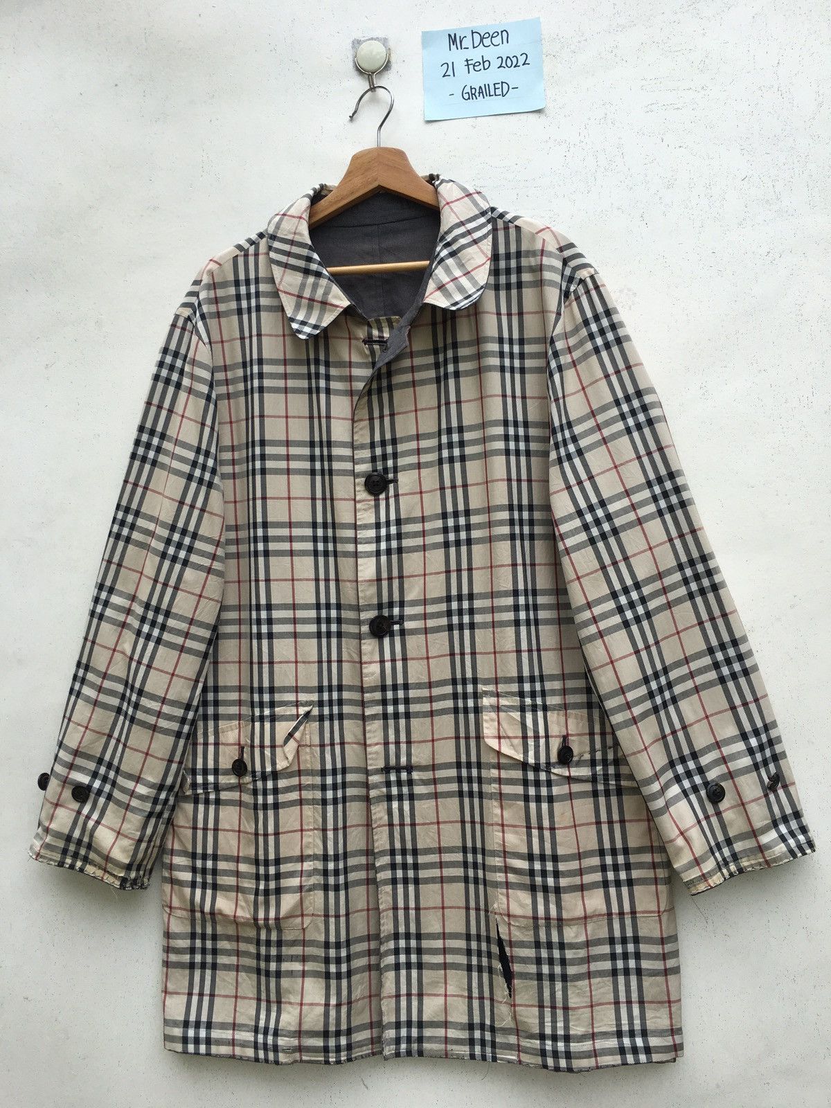 Burberry Vintage Burberry Checkered Long Jacket Reversible Size US XL / EU 56 / 4 - 7 Thumbnail