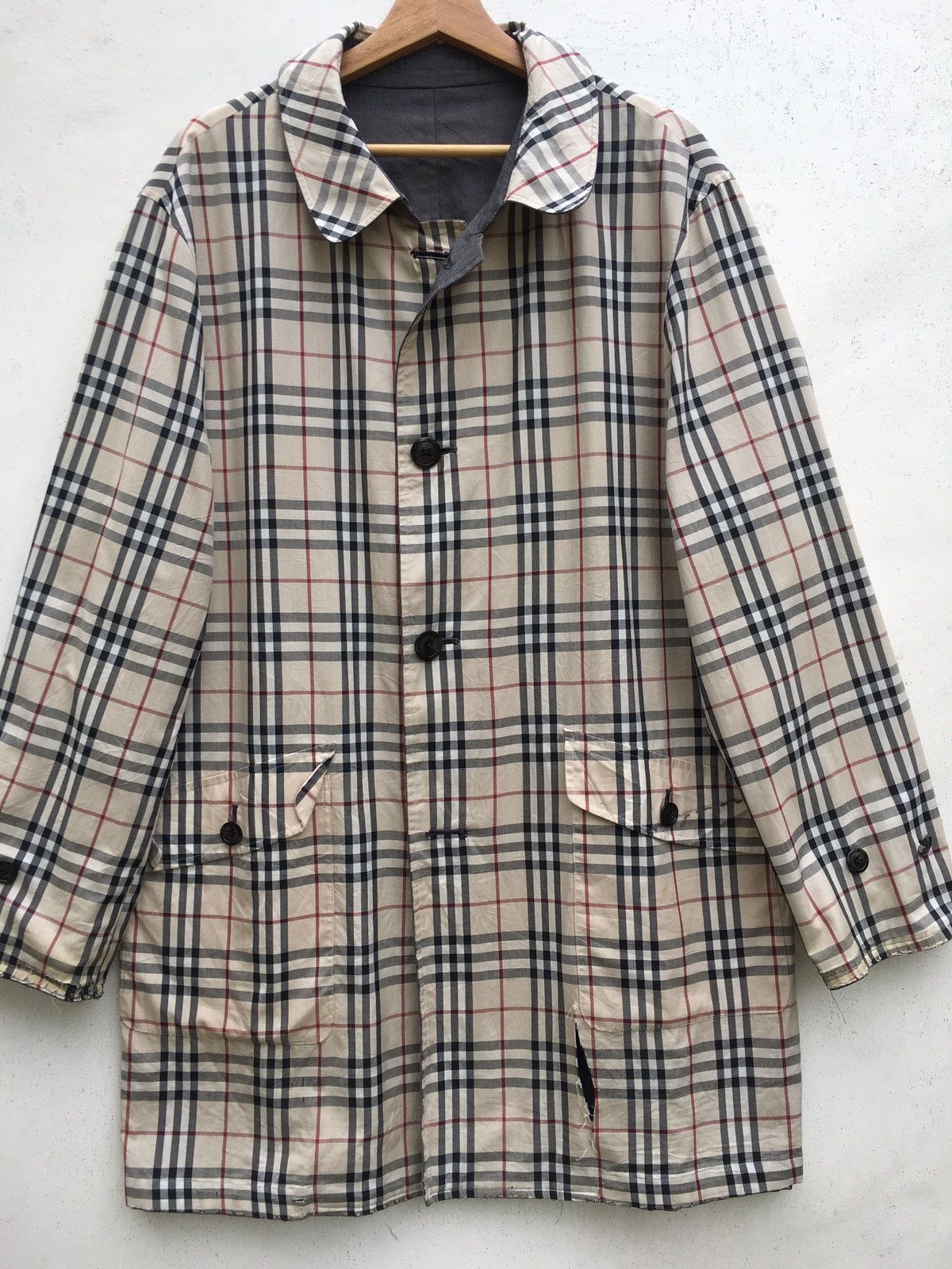 Burberry Vintage Burberry Checkered Long Jacket Reversible Size US XL / EU 56 / 4 - 8 Thumbnail