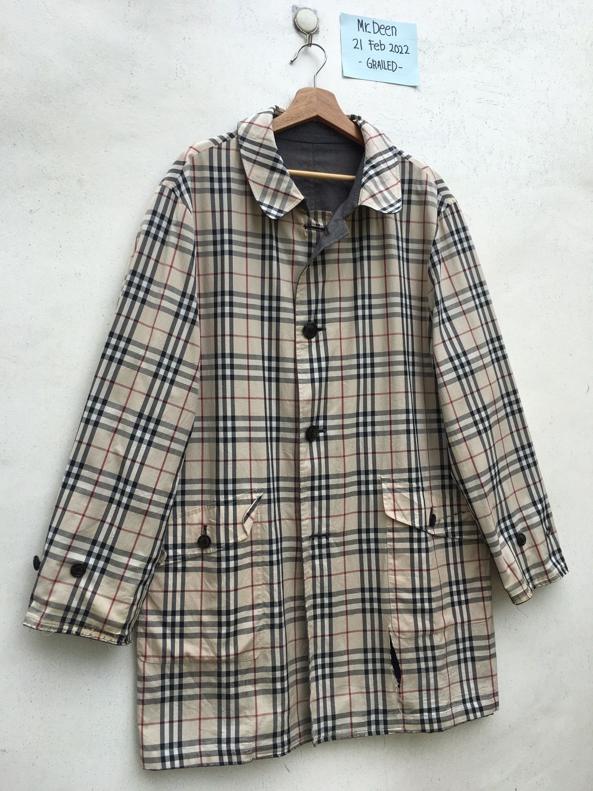 Vintage Burberry Checkered Long Jacket Reversible